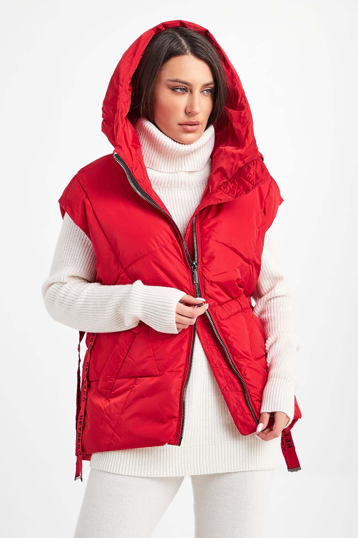 Hetrego Irene Geniş Kesim Kapüşonlu Puffer Yelek-Libas Trendy Fashion Store