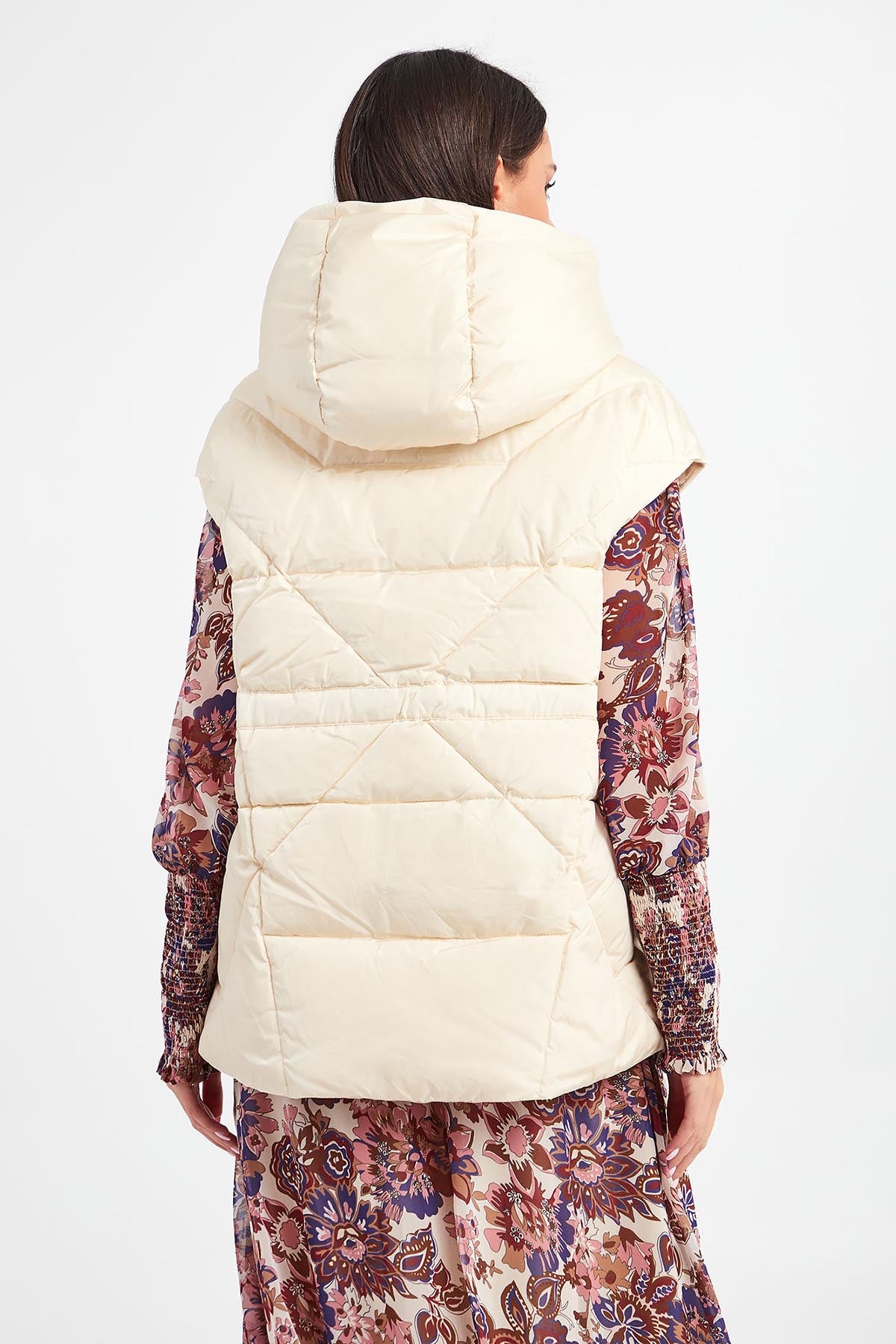 Hetrego Irene Geniş Kesim Kapüşonlu Puffer Yelek-Libas Trendy Fashion Store