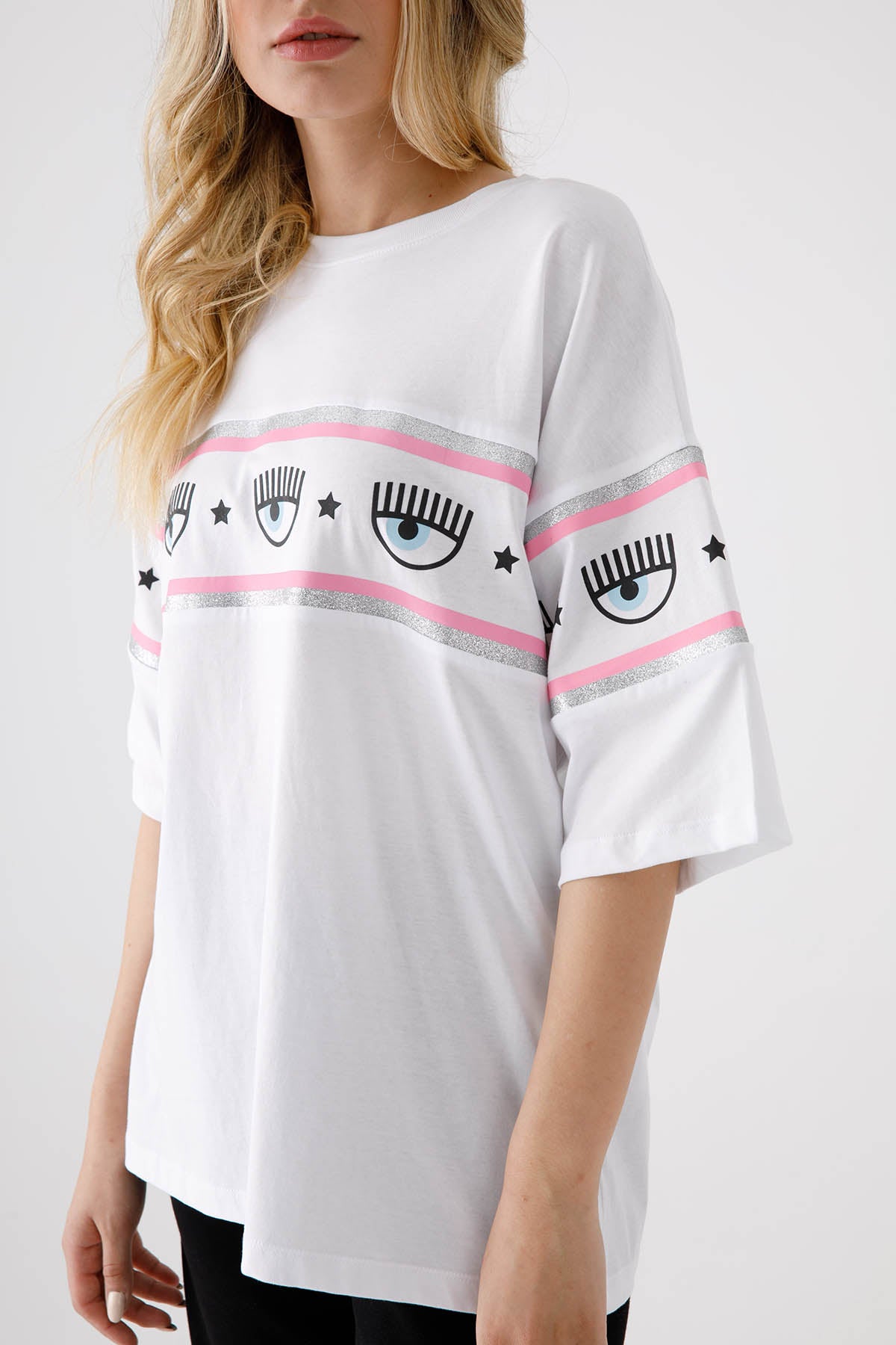 Chiara Ferragni Geniş Kesim Winking Eye T-shirt-Libas Trendy Fashion Store