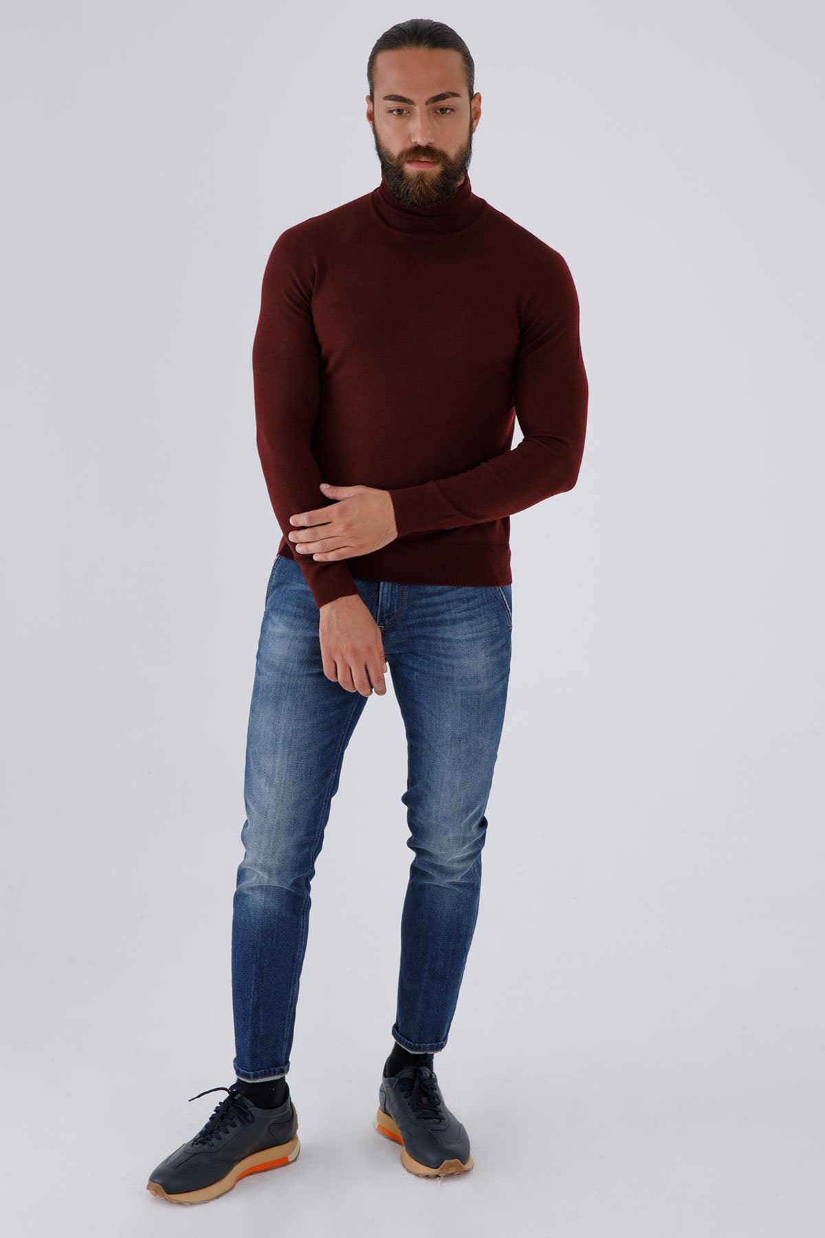 Gran Sasso İnce Örgü Balıkçı Yaka Yün Triko-Libas Trendy Fashion Store