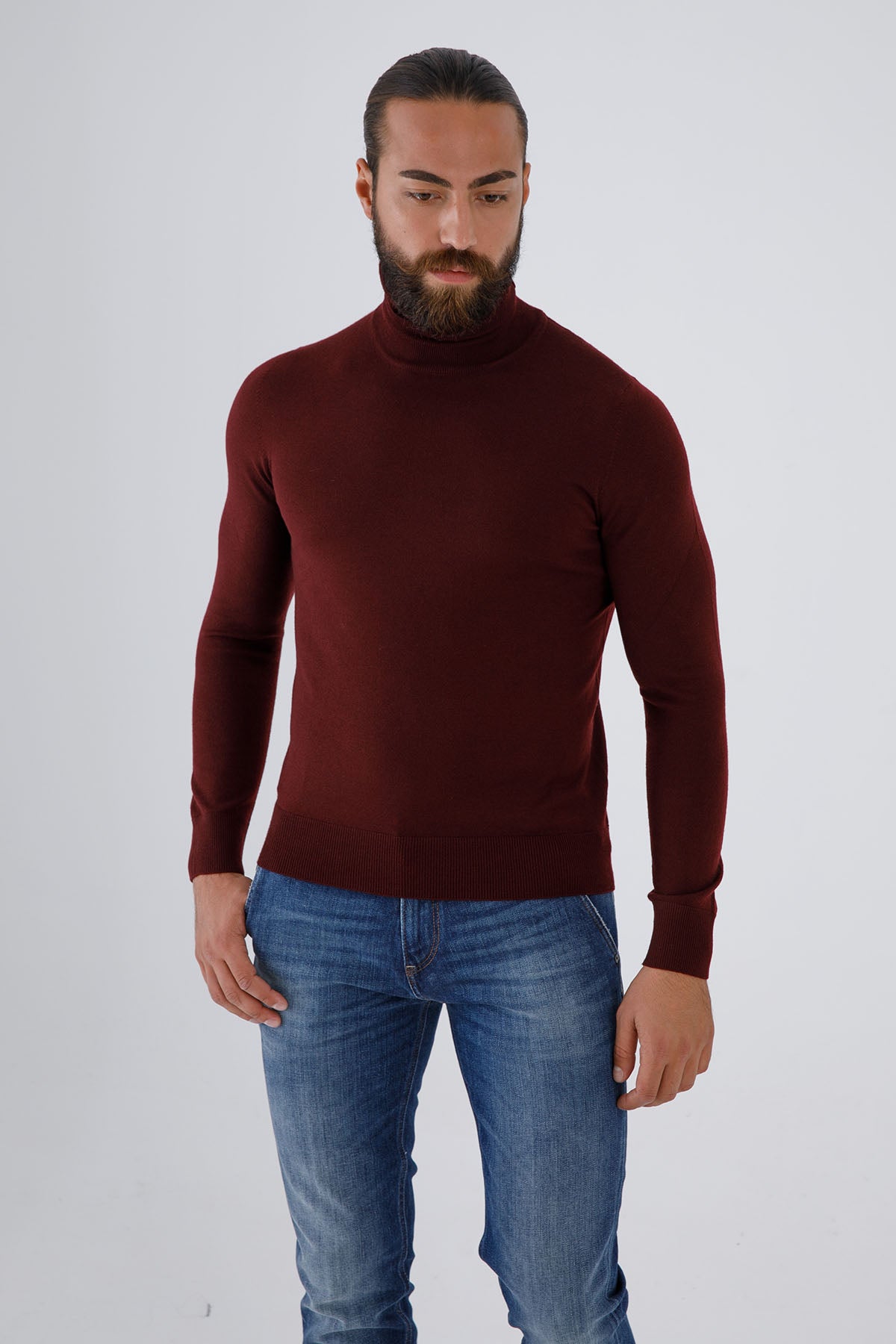 Gran Sasso İnce Örgü Balıkçı Yaka Yün Triko-Libas Trendy Fashion Store