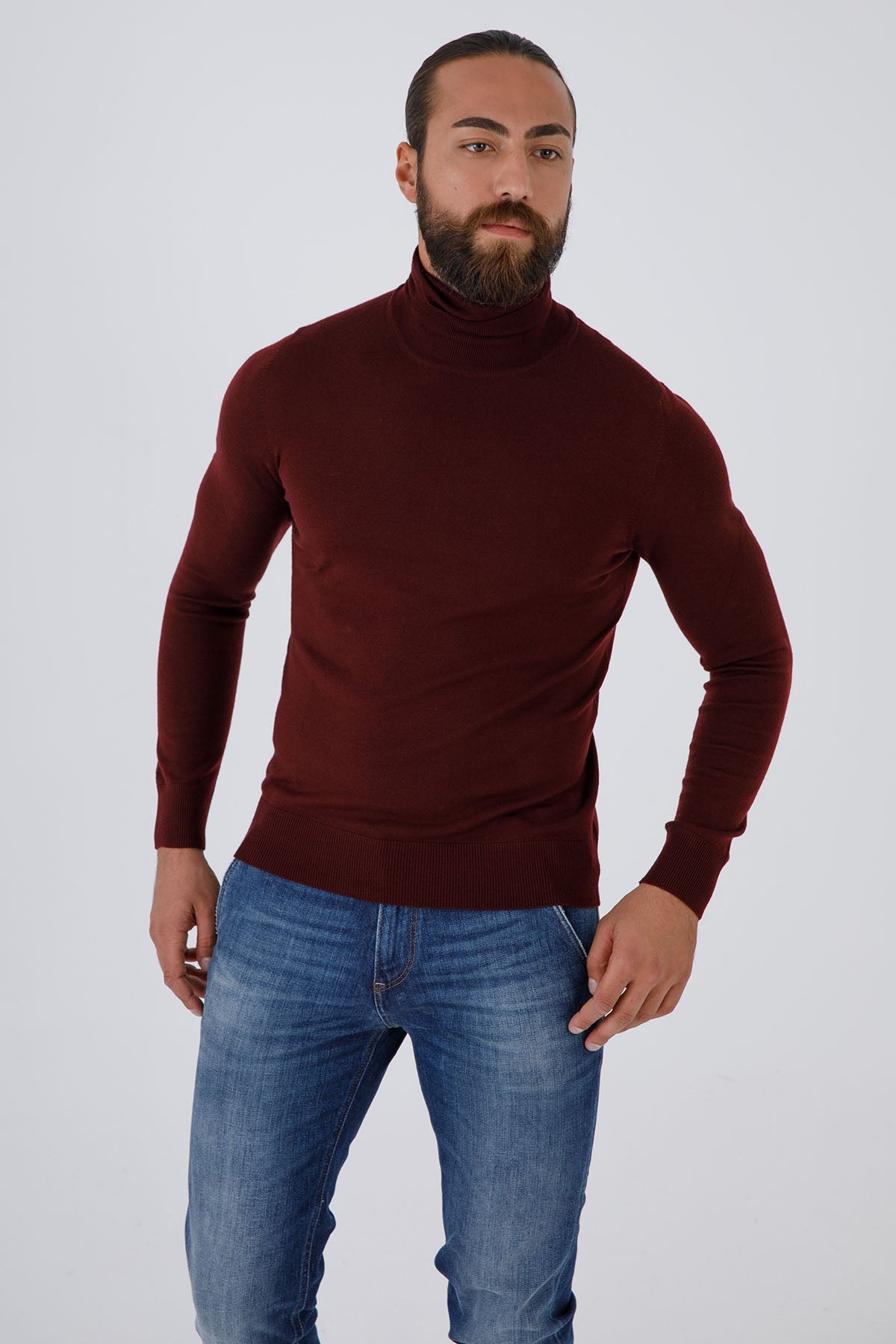 Gran Sasso İnce Örgü Balıkçı Yaka Yün Triko-Libas Trendy Fashion Store