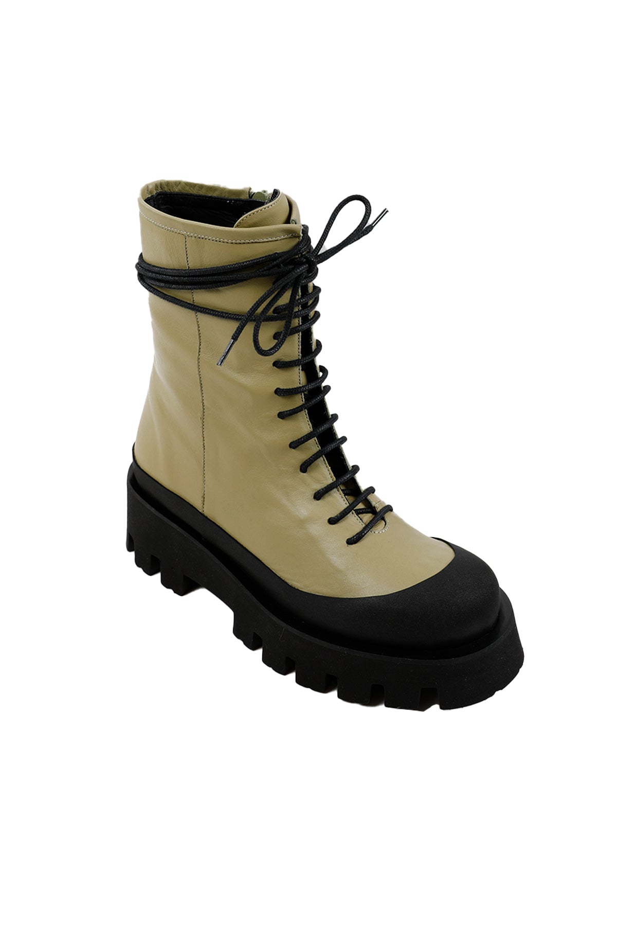 Paloma Barcelo Chantal Bağcıklı Fermuarlı Deri Postal Bot-Libas Trendy Fashion Store