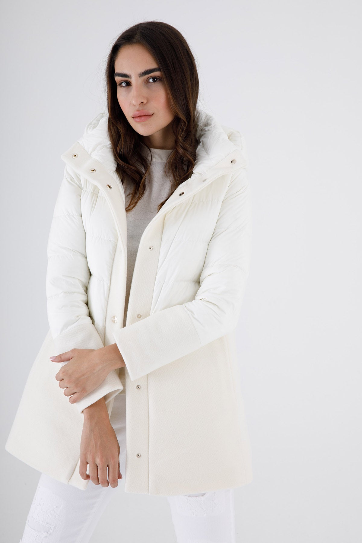 Herno Kaşe Puffer Kombinasyonlu Kaban-Libas Trendy Fashion Store