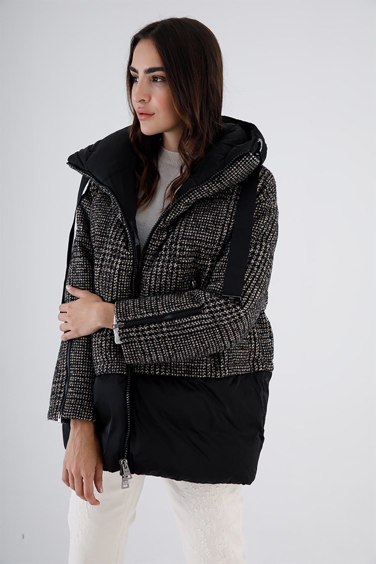 Herno Piye Dö Pul Kombinasyonlu Puffer Kaban-Libas Trendy Fashion Store