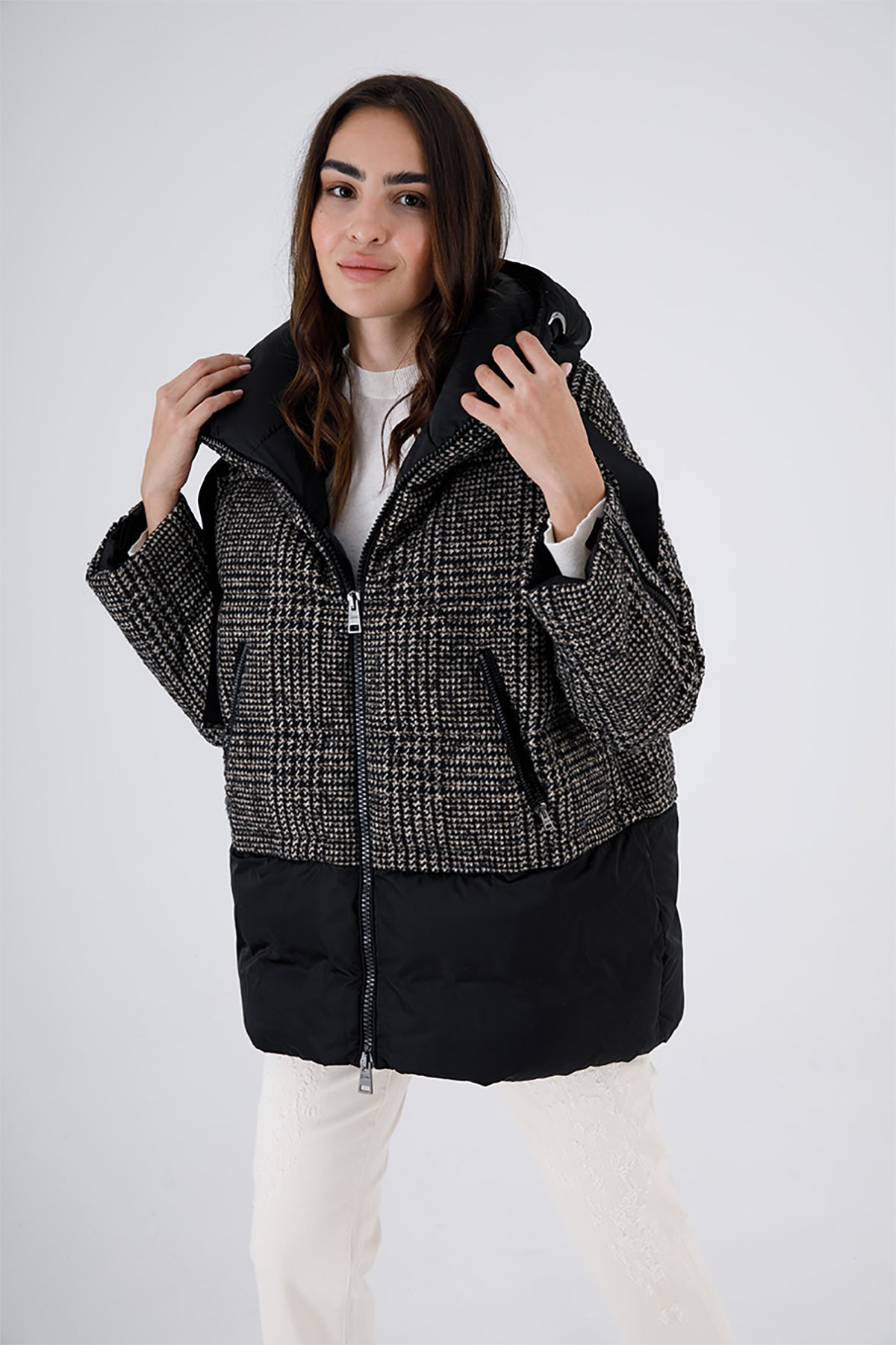 Herno Piye Dö Pul Kombinasyonlu Puffer Kaban-Libas Trendy Fashion Store