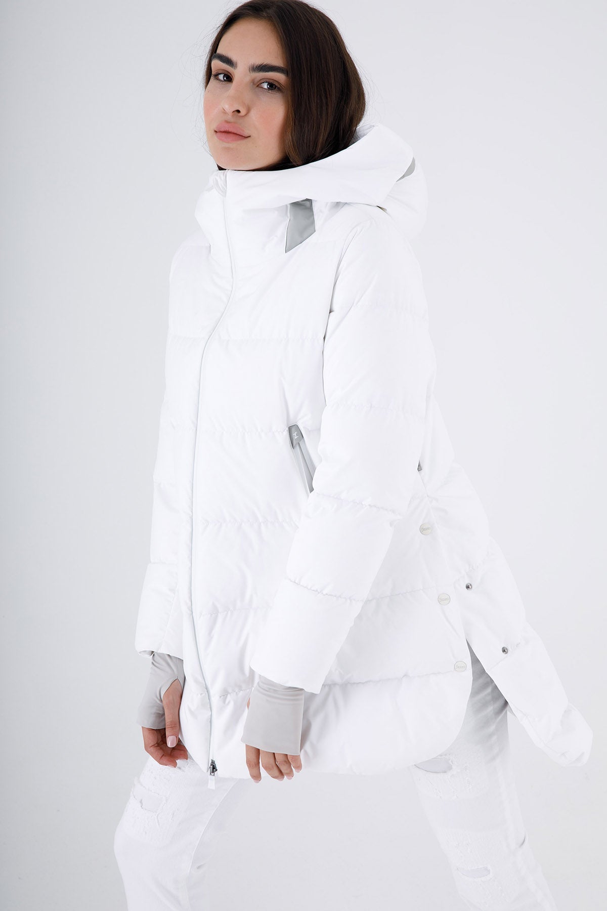 Herno Laminar Yandan Çıtçıtlı Kapüşonlu Puffer Kaban-Libas Trendy Fashion Store