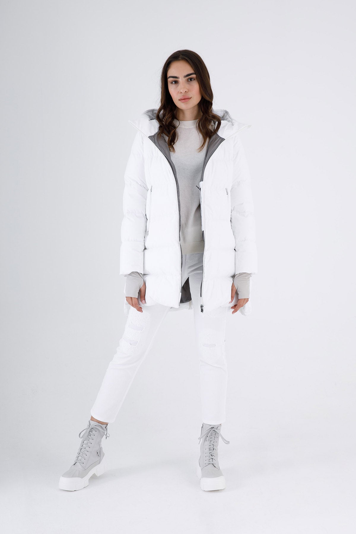 Herno Laminar Yandan Çıtçıtlı Kapüşonlu Puffer Kaban-Libas Trendy Fashion Store