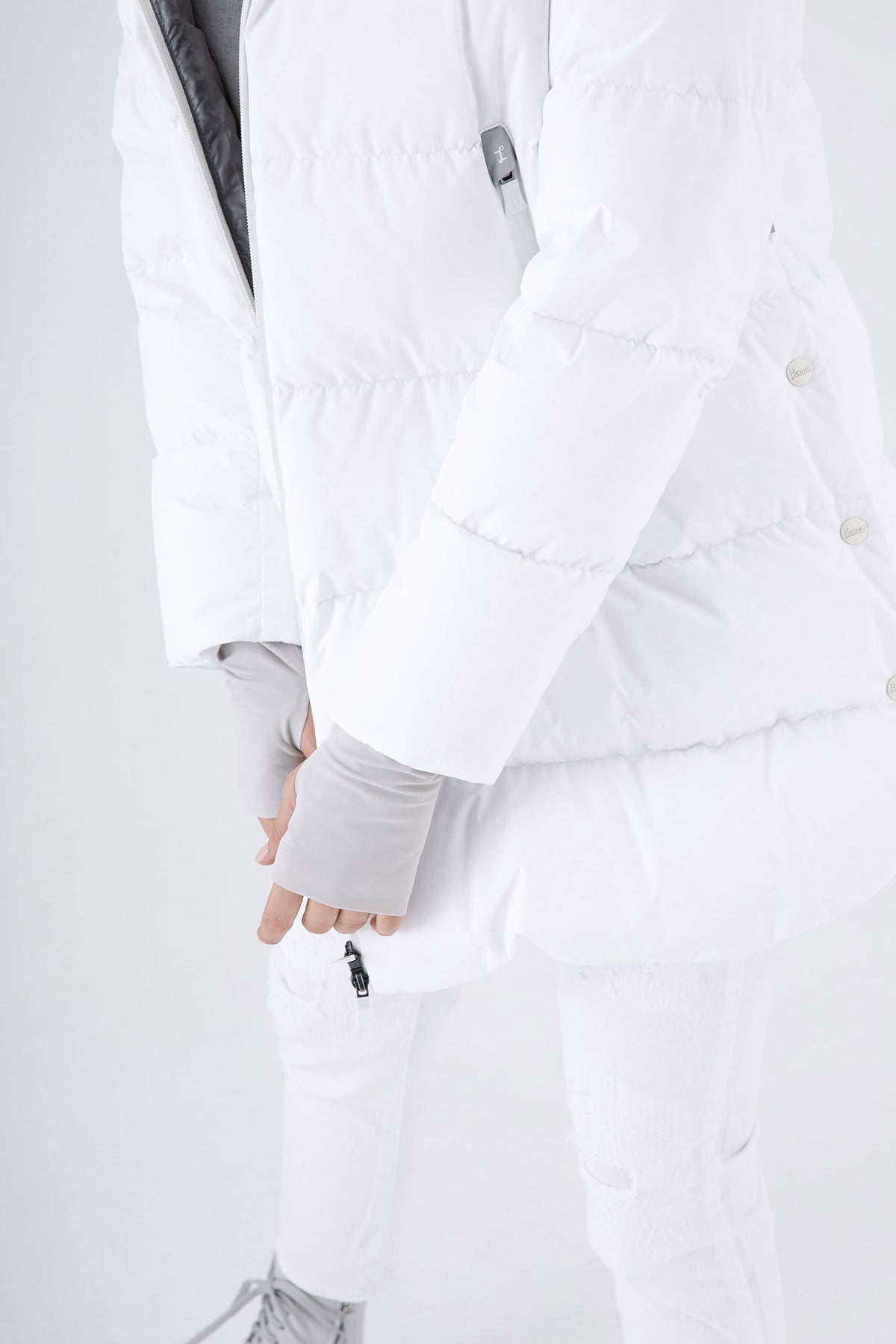 Herno Laminar Yandan Çıtçıtlı Kapüşonlu Puffer Kaban-Libas Trendy Fashion Store