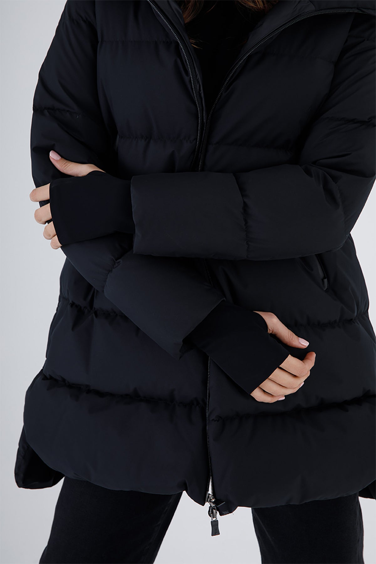 Herno Laminar Yandan Çıtçıtlı Kapüşonlu Puffer Kaban-Libas Trendy Fashion Store