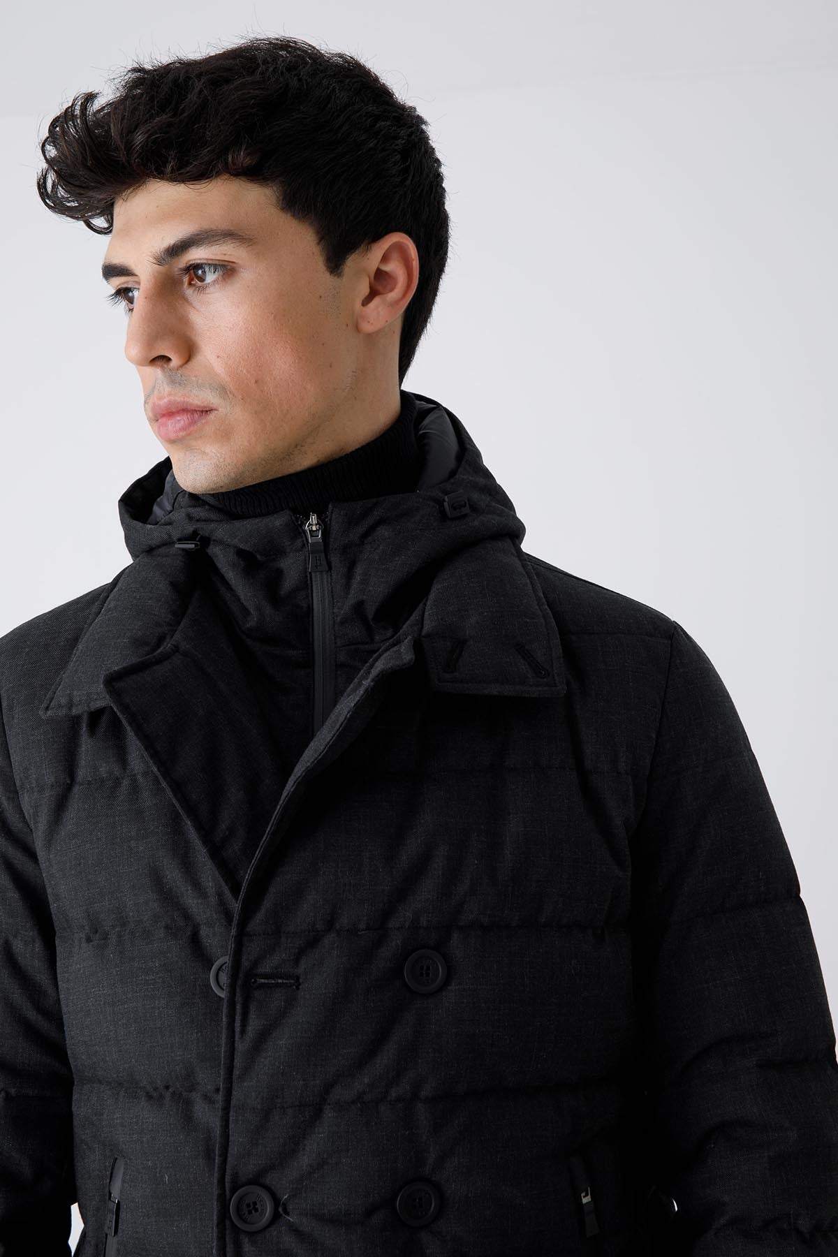 Herno Laminar Demonte İç Yelekli Kapüşonlu Kruvaze Kaban-Libas Trendy Fashion Store