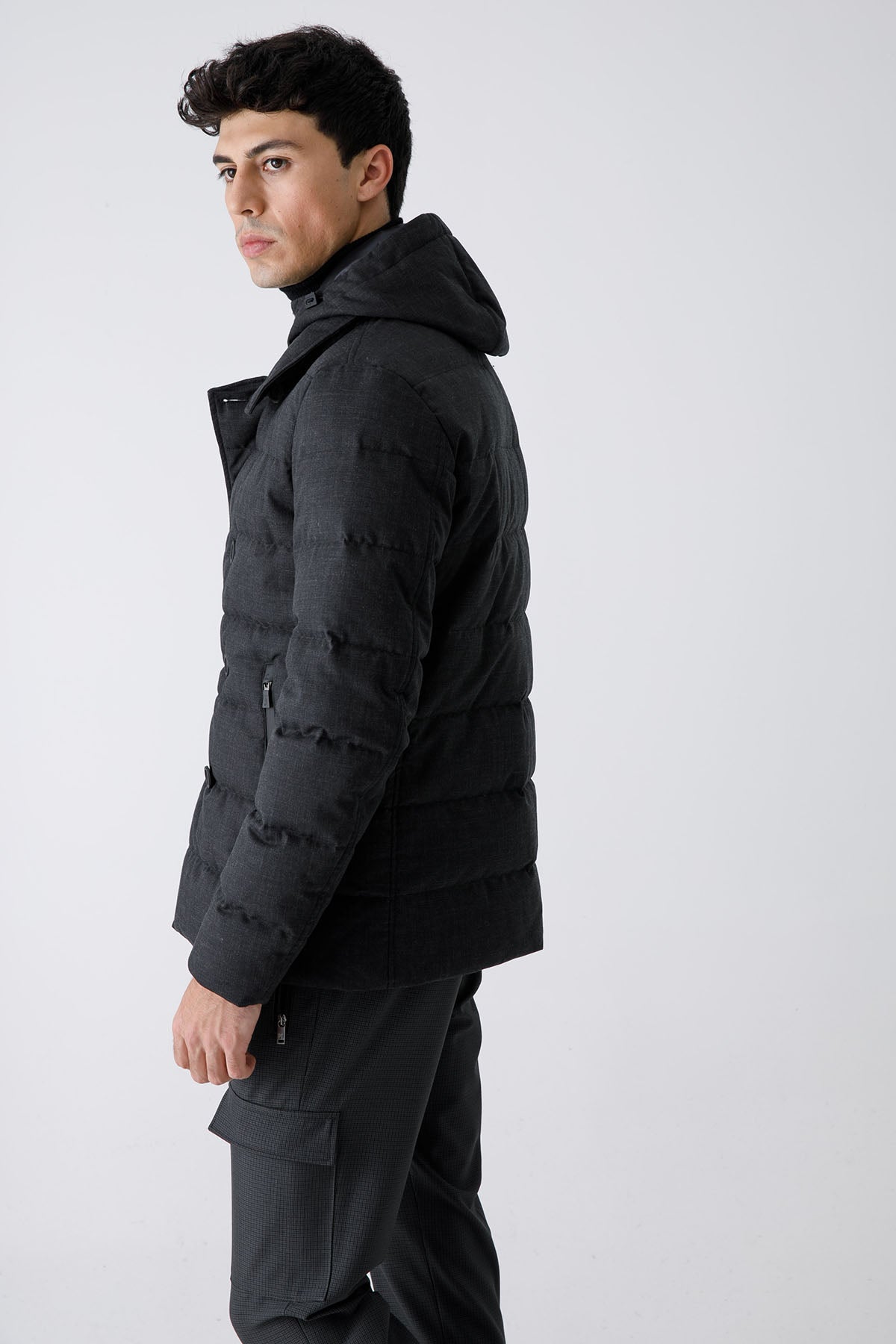 Herno Laminar Demonte İç Yelekli Kapüşonlu Kruvaze Kaban-Libas Trendy Fashion Store