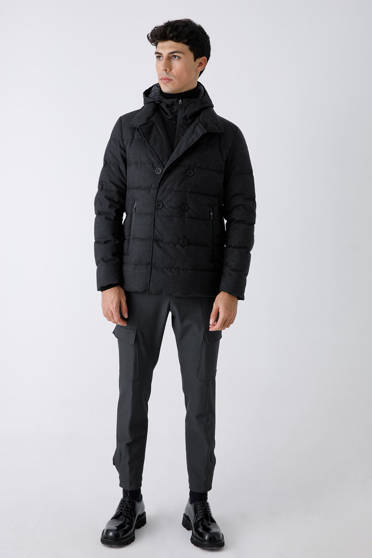 Herno Laminar Demonte İç Yelekli Kapüşonlu Kruvaze Kaban-Libas Trendy Fashion Store