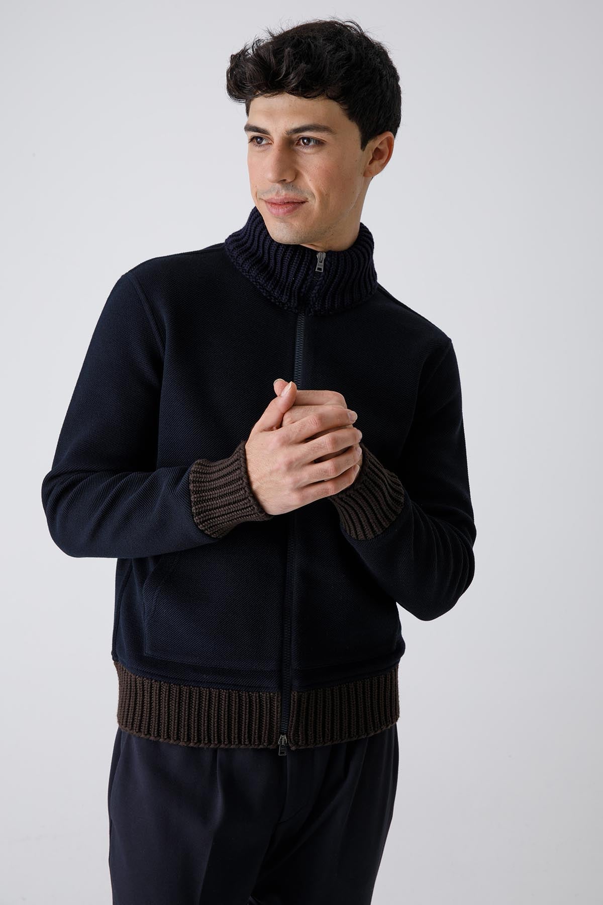 Herno Örgü Yün Detaylı Triko Ceket-Libas Trendy Fashion Store