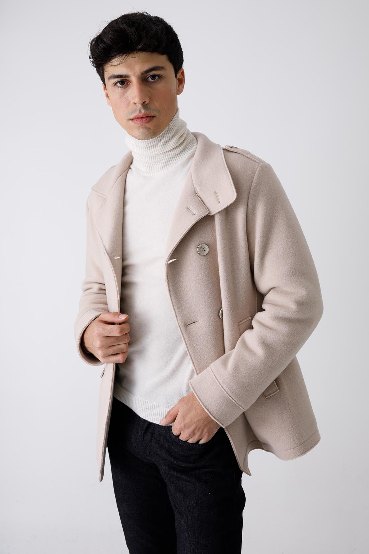 Herno Kruvaze Dolgulu Yün Kaban-Libas Trendy Fashion Store