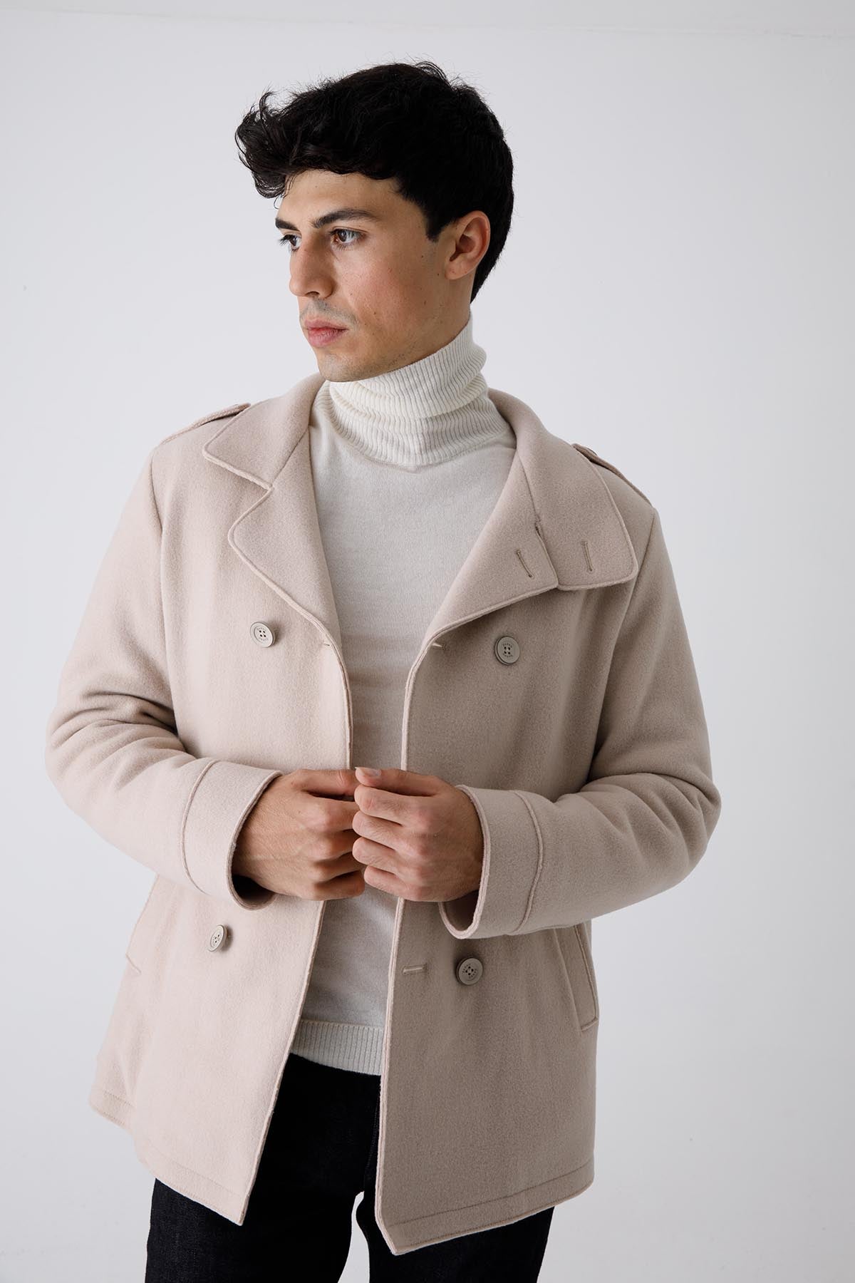 Herno Kruvaze Dolgulu Yün Kaban-Libas Trendy Fashion Store