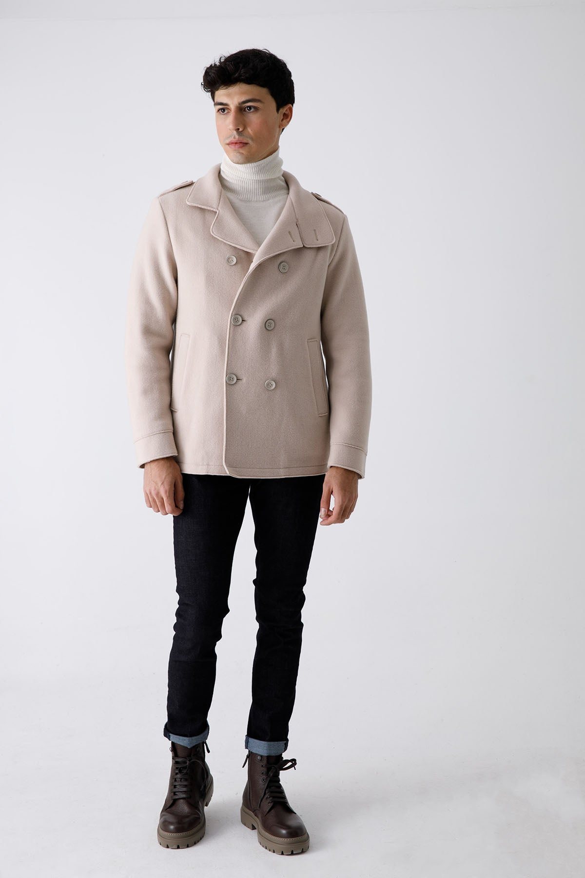 Herno Kruvaze Dolgulu Yün Kaban-Libas Trendy Fashion Store