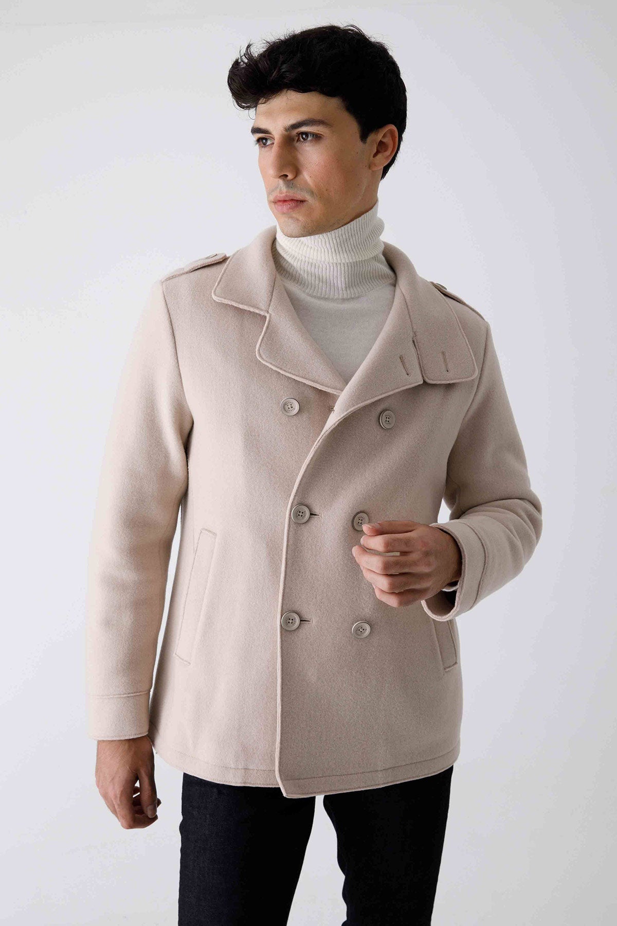 Herno Kruvaze Dolgulu Yün Kaban-Libas Trendy Fashion Store