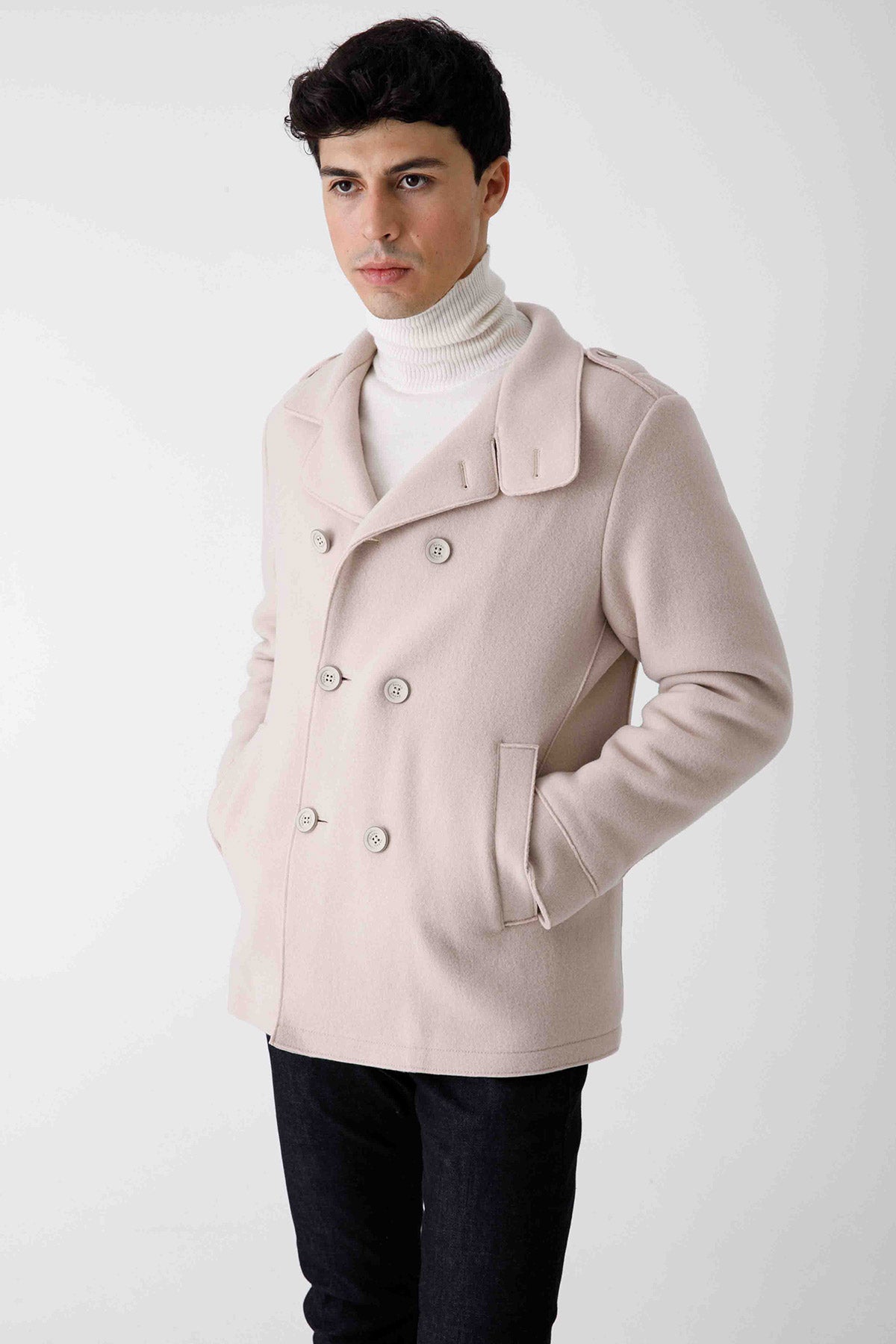 Herno Kruvaze Dolgulu Yün Kaban-Libas Trendy Fashion Store