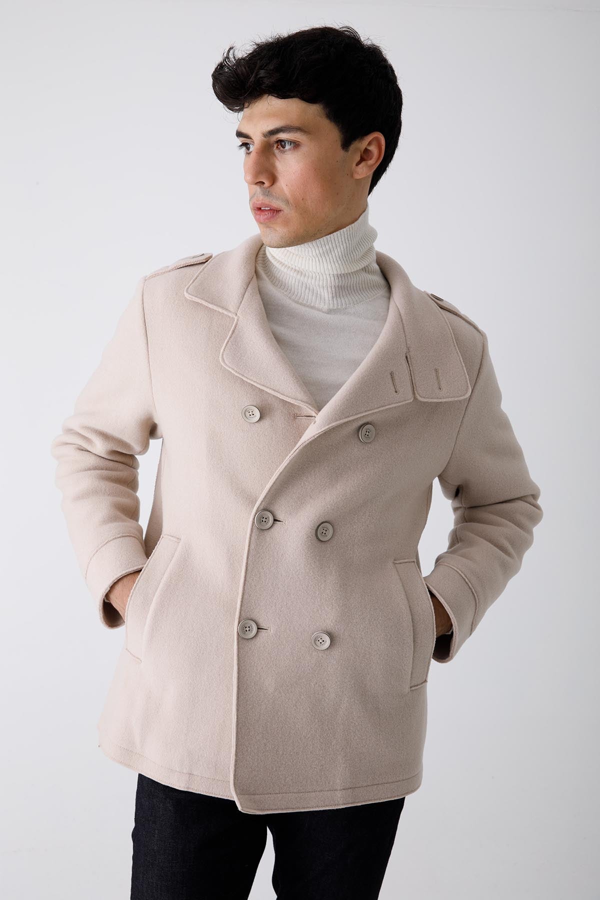 Herno Kruvaze Dolgulu Yün Kaban-Libas Trendy Fashion Store