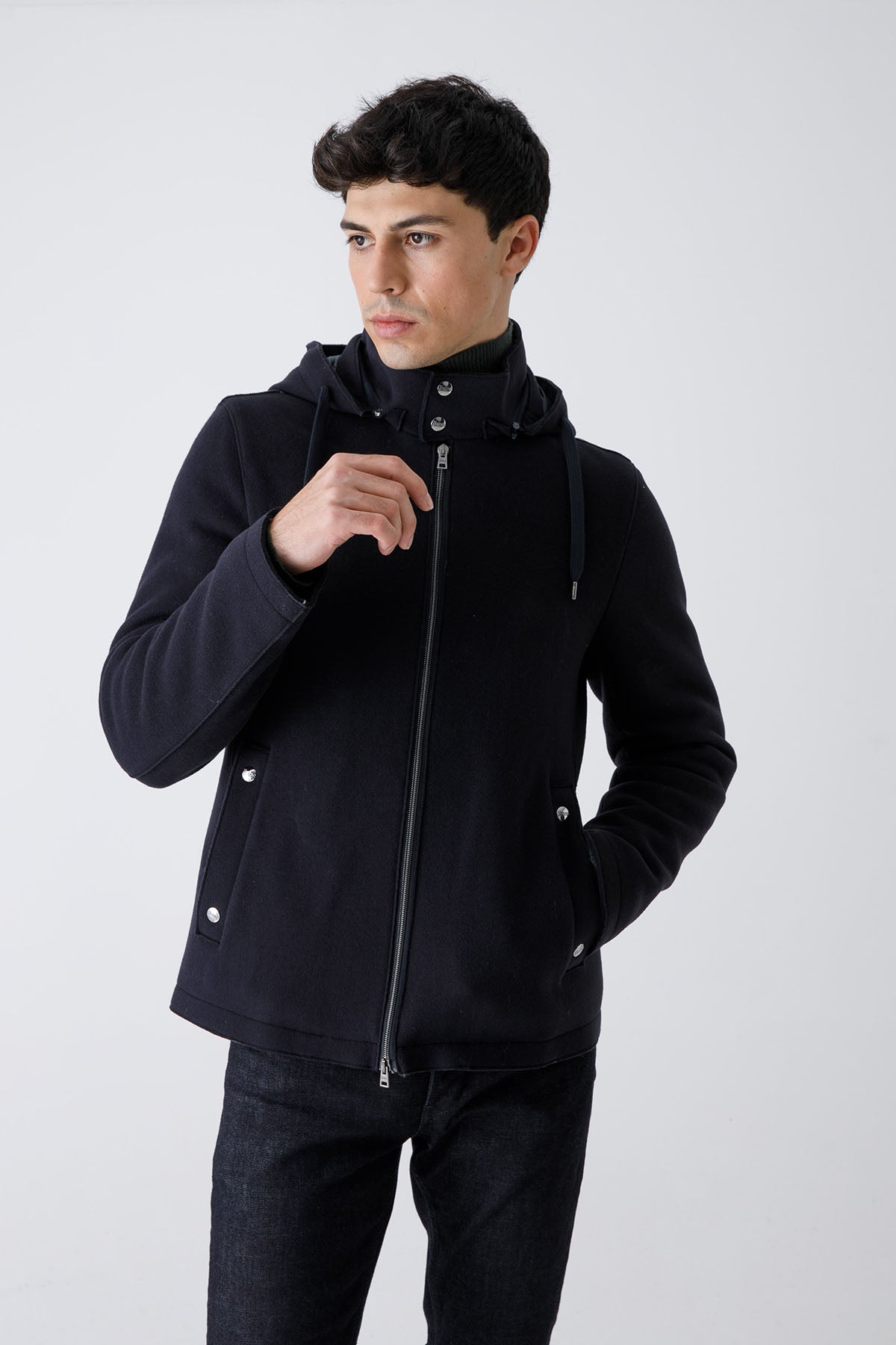 Herno Kapüşonlu Dolgulu Yün Kaban-Libas Trendy Fashion Store