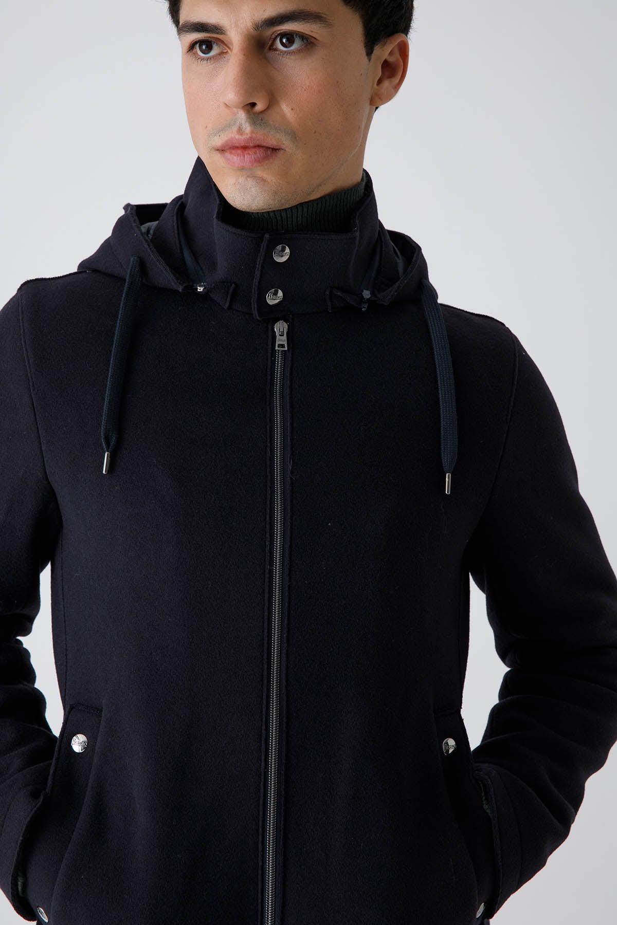 Herno Kapüşonlu Dolgulu Yün Kaban-Libas Trendy Fashion Store