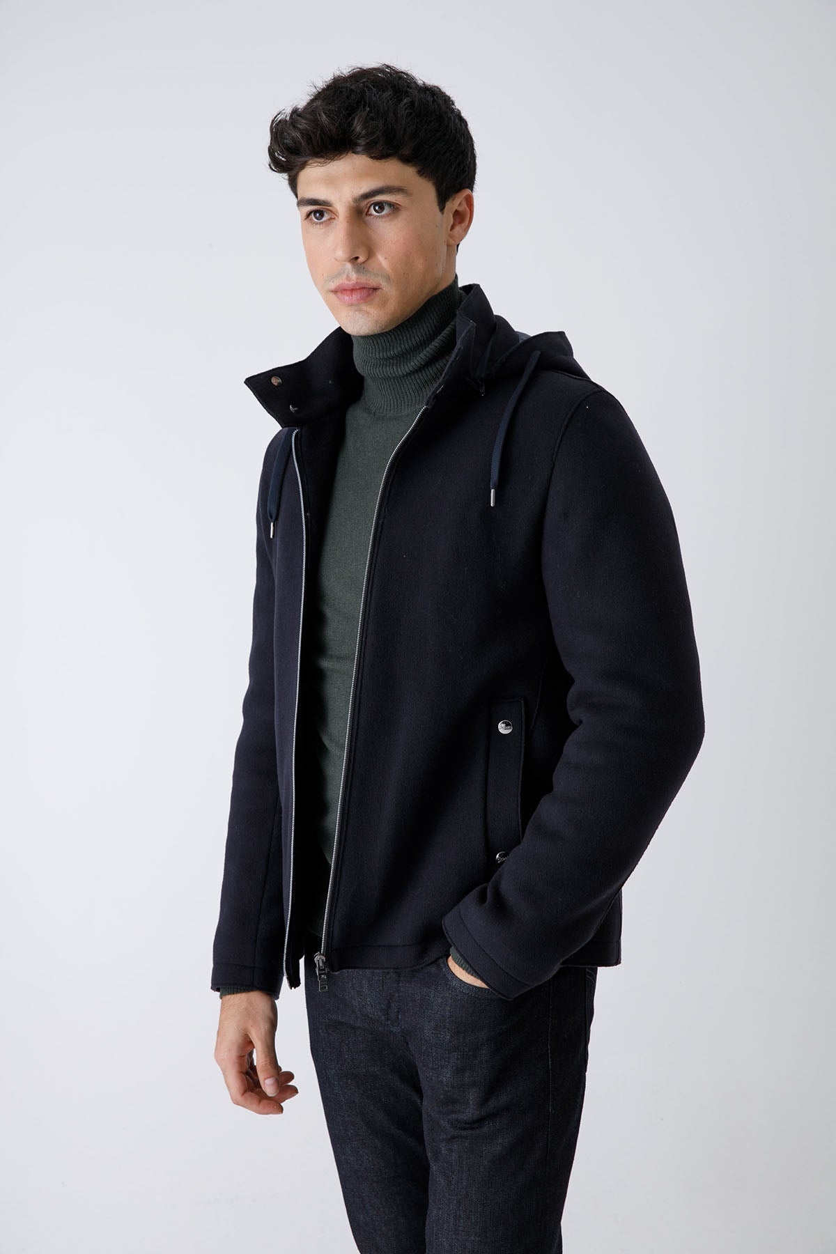 Herno Kapüşonlu Dolgulu Yün Kaban-Libas Trendy Fashion Store