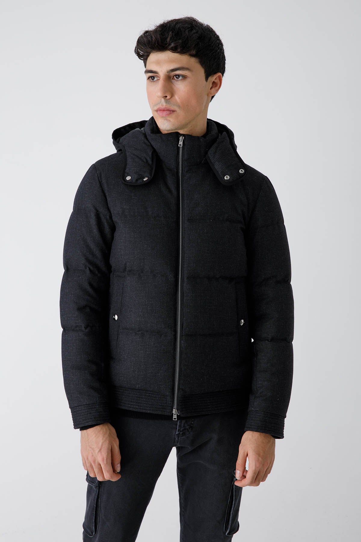 Herno Kapüşonlu Yün Puffer Mont-Libas Trendy Fashion Store