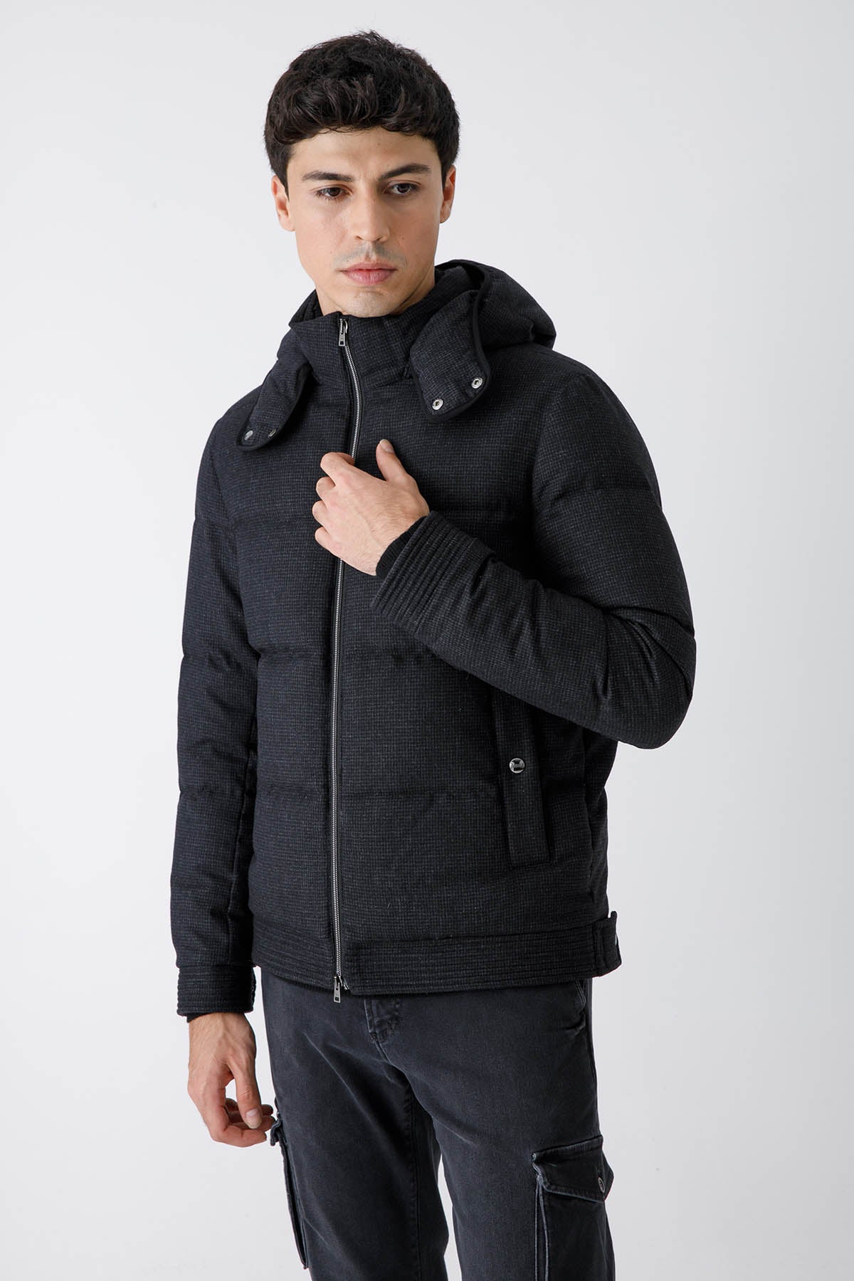 Herno Kapüşonlu Yün Puffer Mont-Libas Trendy Fashion Store