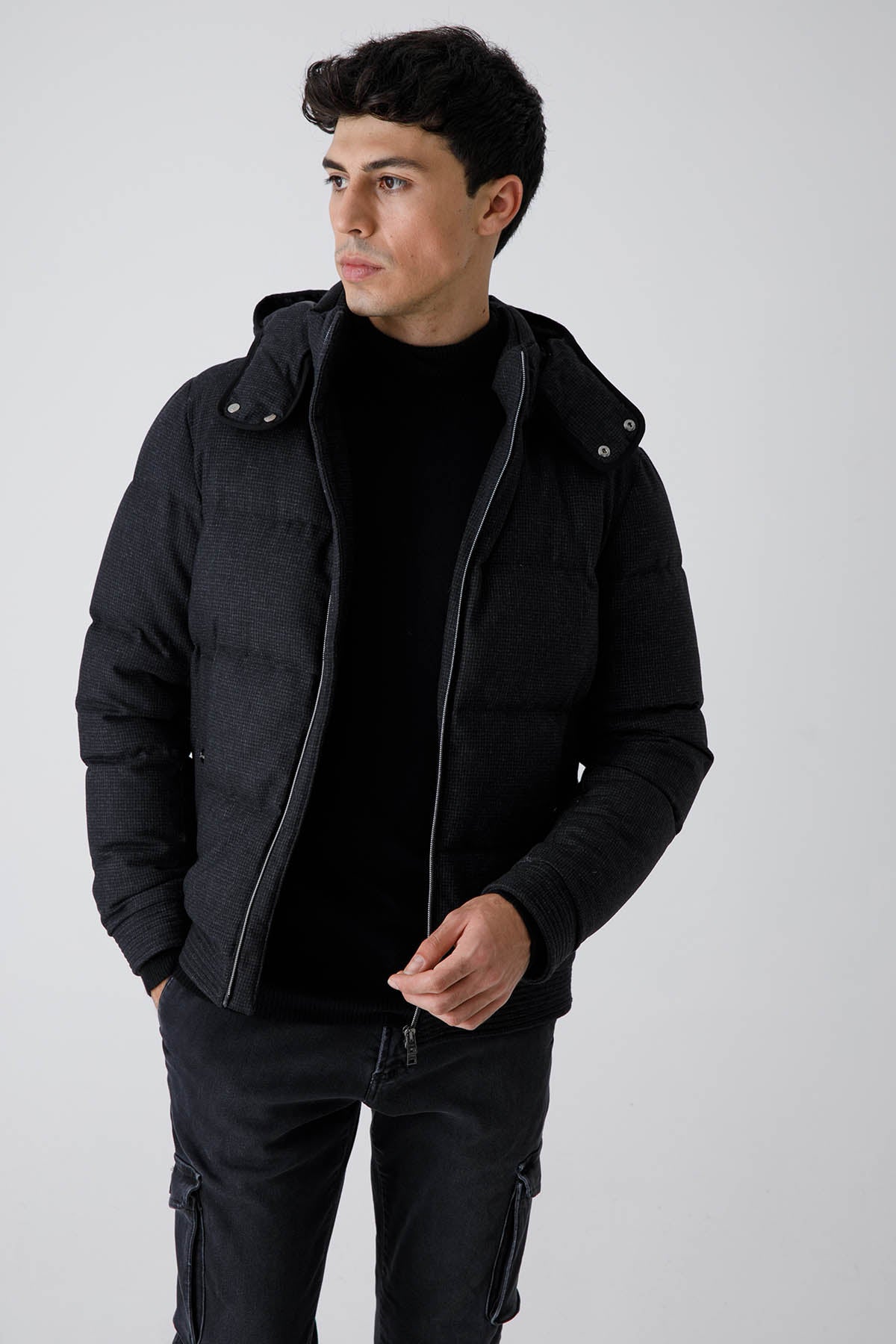 Herno Kapüşonlu Yün Puffer Mont-Libas Trendy Fashion Store