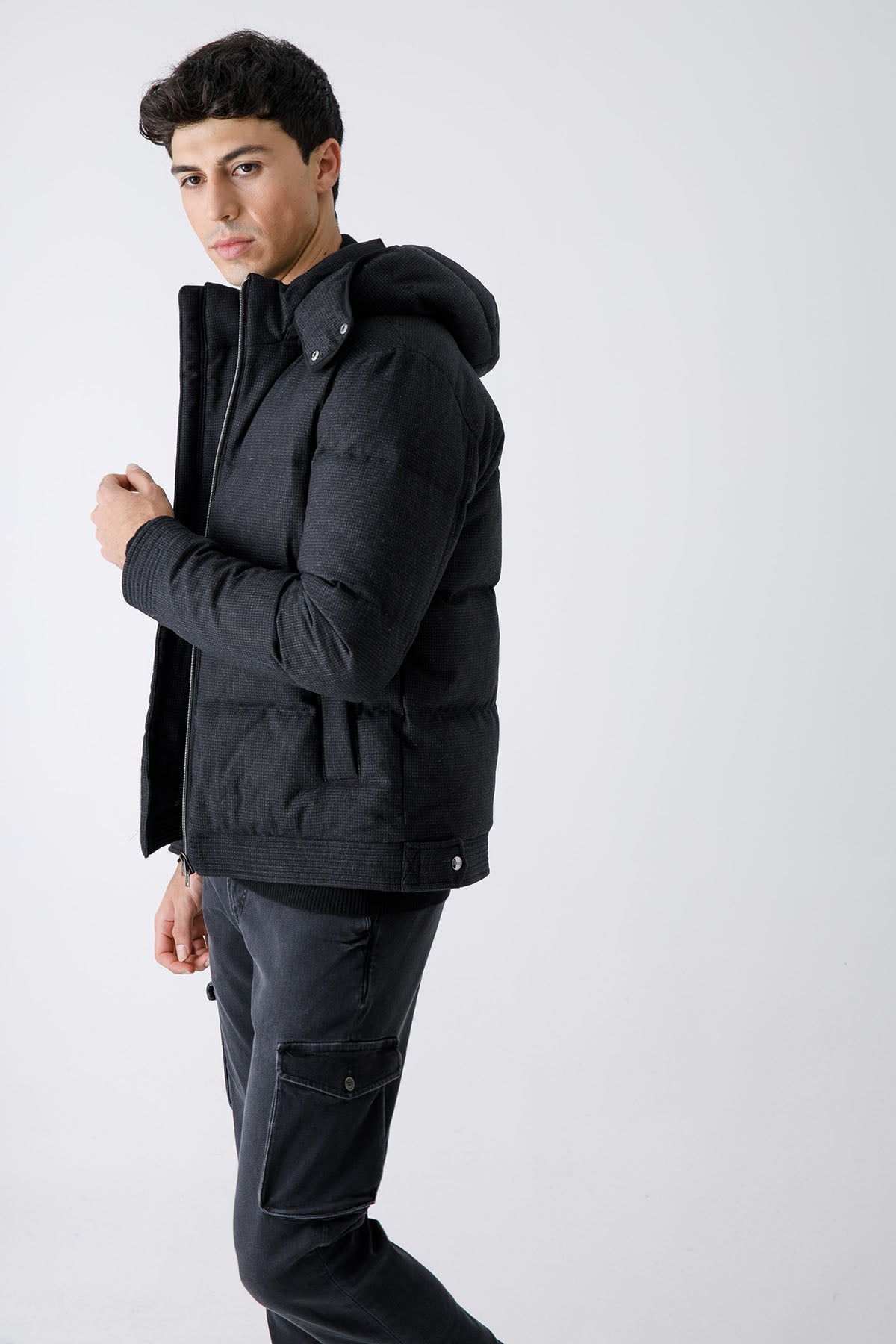 Herno Kapüşonlu Yün Puffer Mont-Libas Trendy Fashion Store