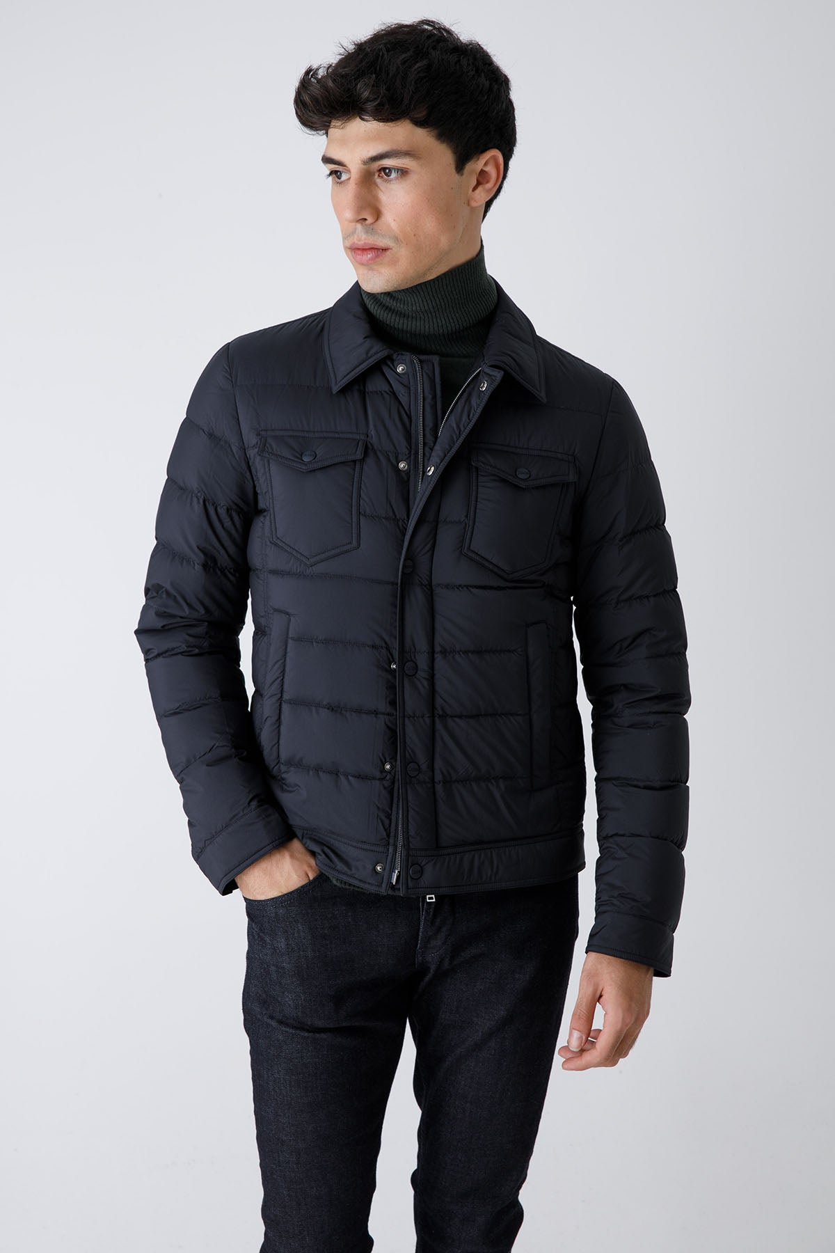 Herno Cep Detaylı İnce Puffer Mont-Libas Trendy Fashion Store