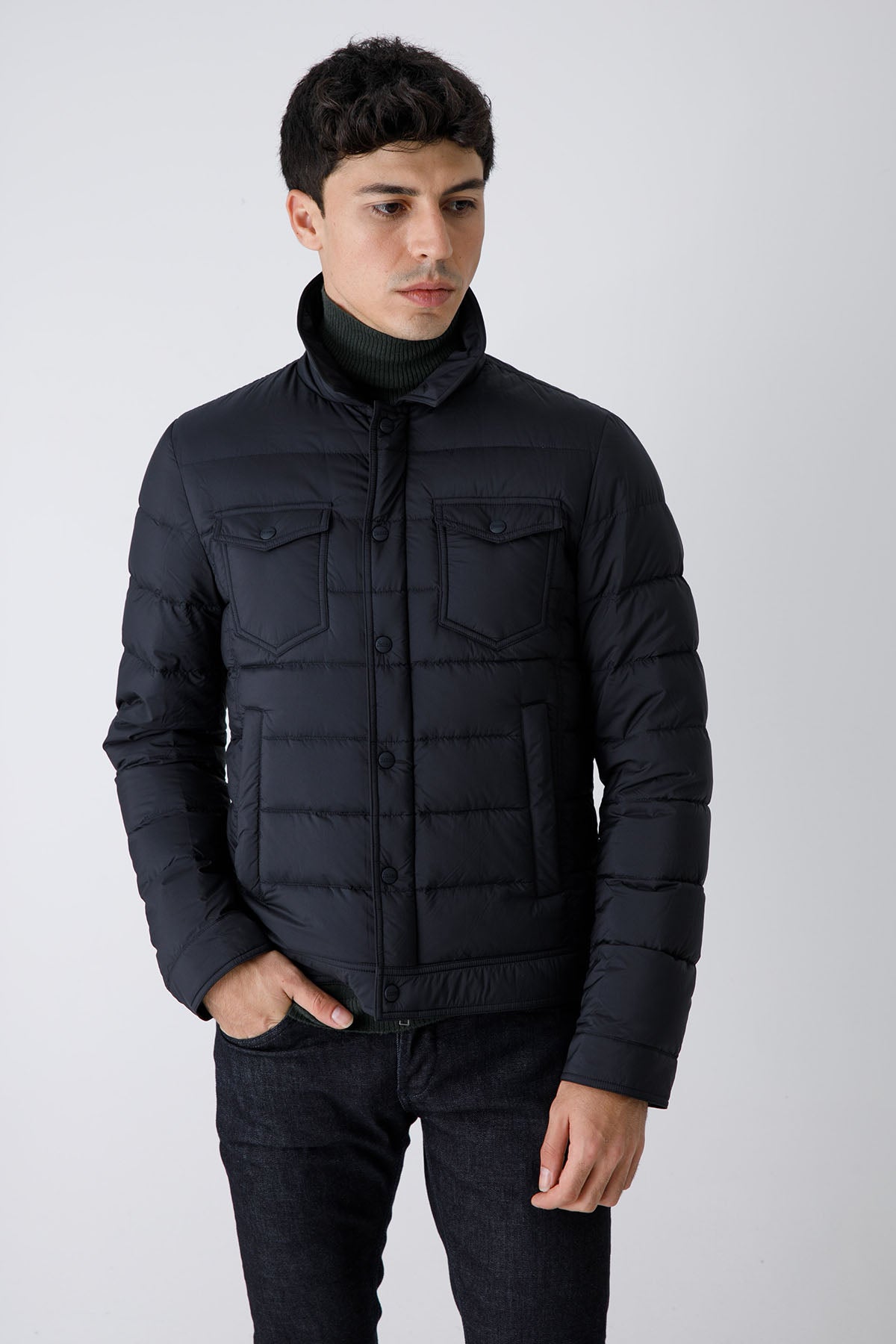 Herno Cep Detaylı İnce Puffer Mont-Libas Trendy Fashion Store