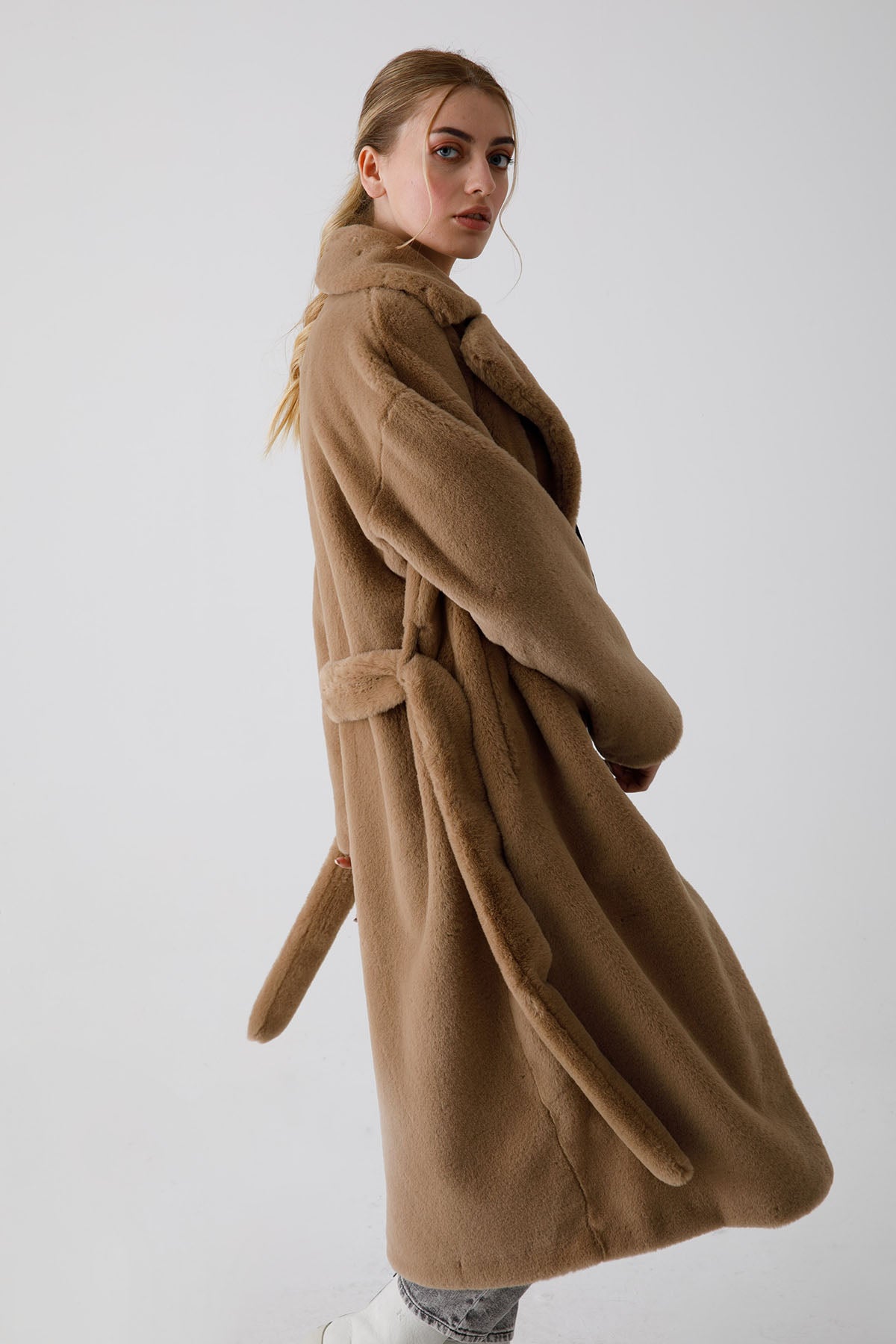 Herno Belden Kuşaklı Peluş Manto-Libas Trendy Fashion Store