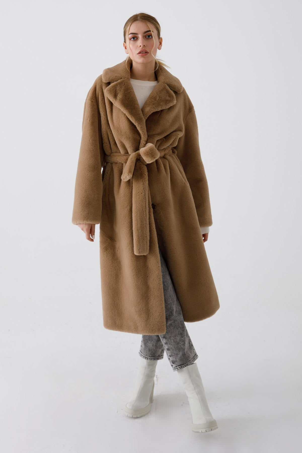 Herno Belden Kuşaklı Peluş Manto-Libas Trendy Fashion Store