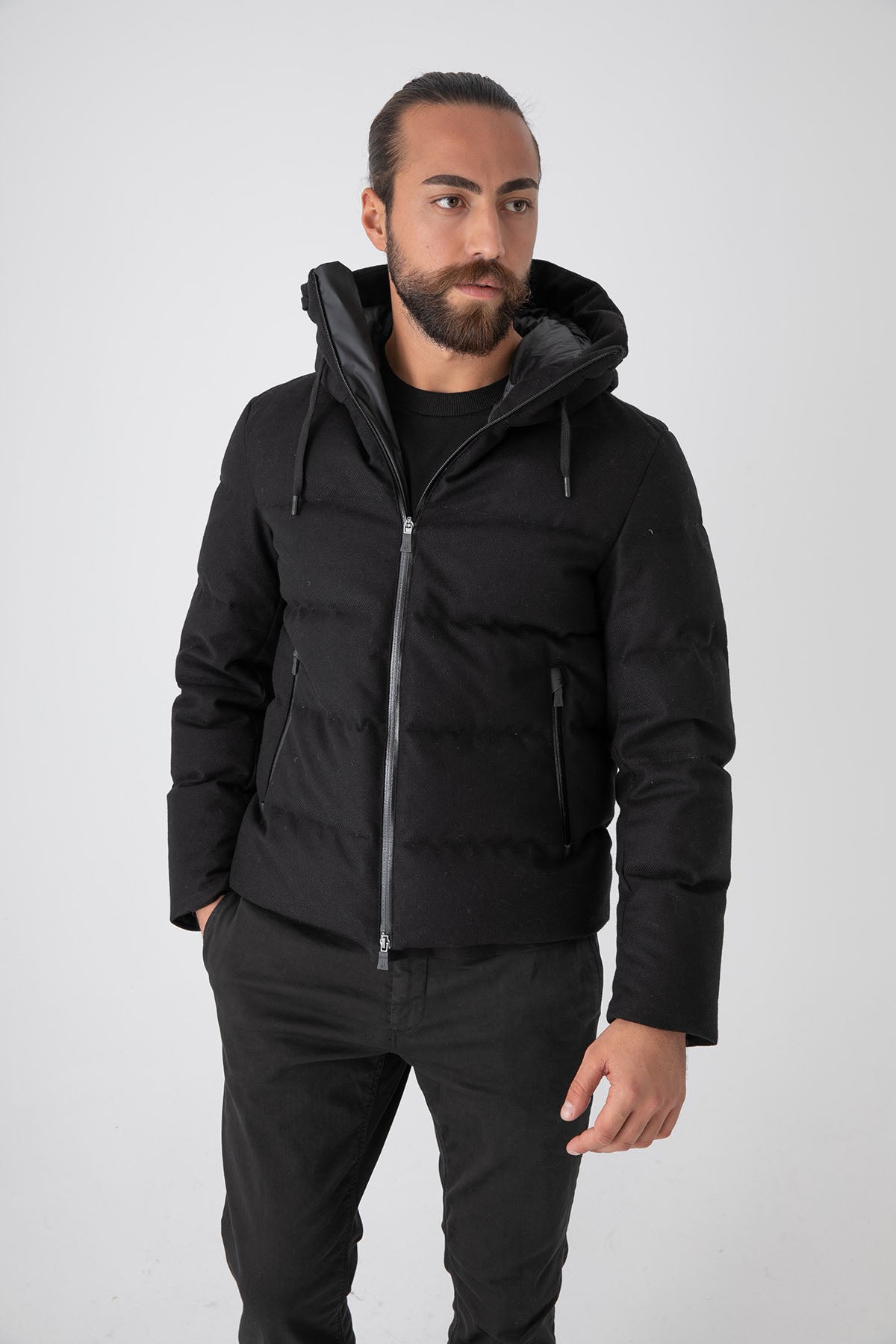 Herno Kapüşonlu Yün Puffer Mont-Libas Trendy Fashion Store