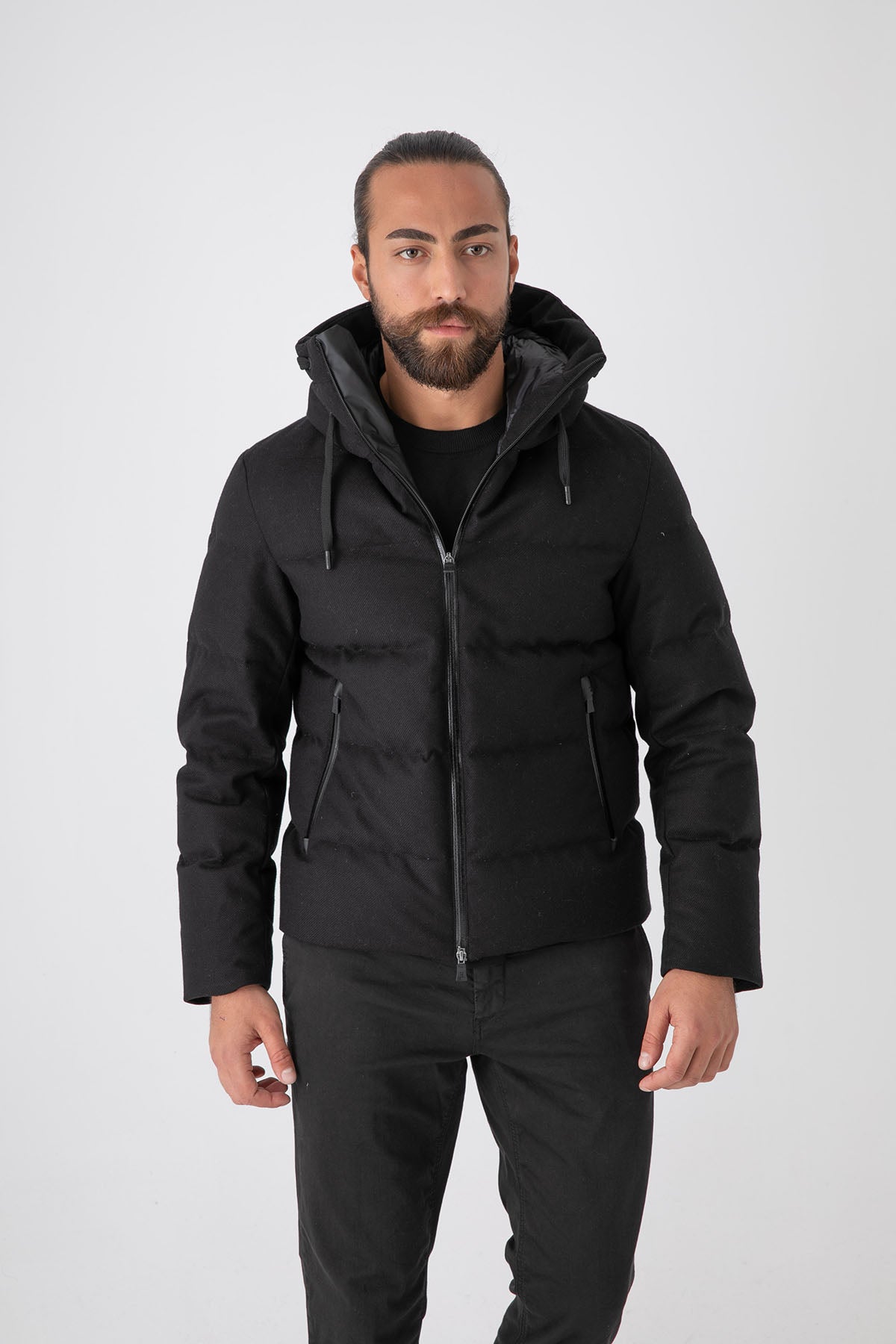 Herno Kapüşonlu Yün Puffer Mont-Libas Trendy Fashion Store