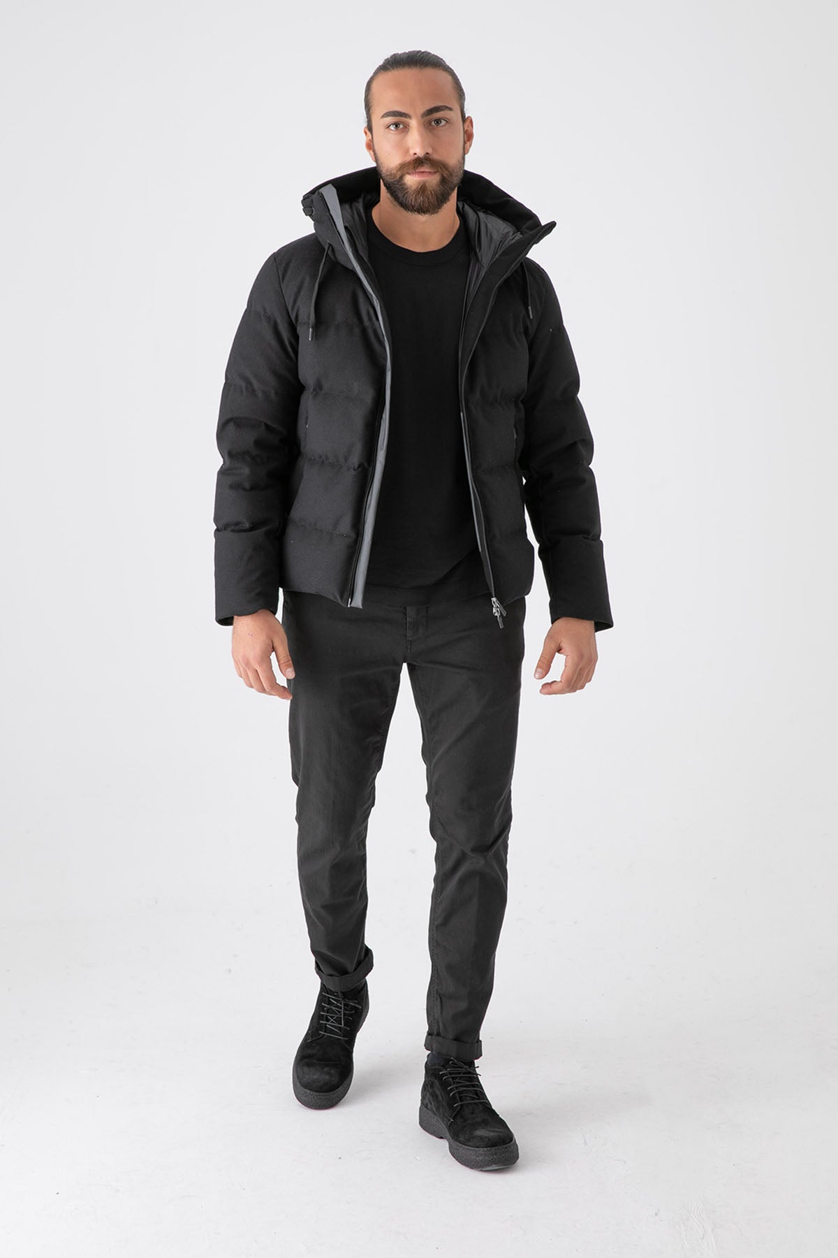 Herno Kapüşonlu Yün Puffer Mont-Libas Trendy Fashion Store