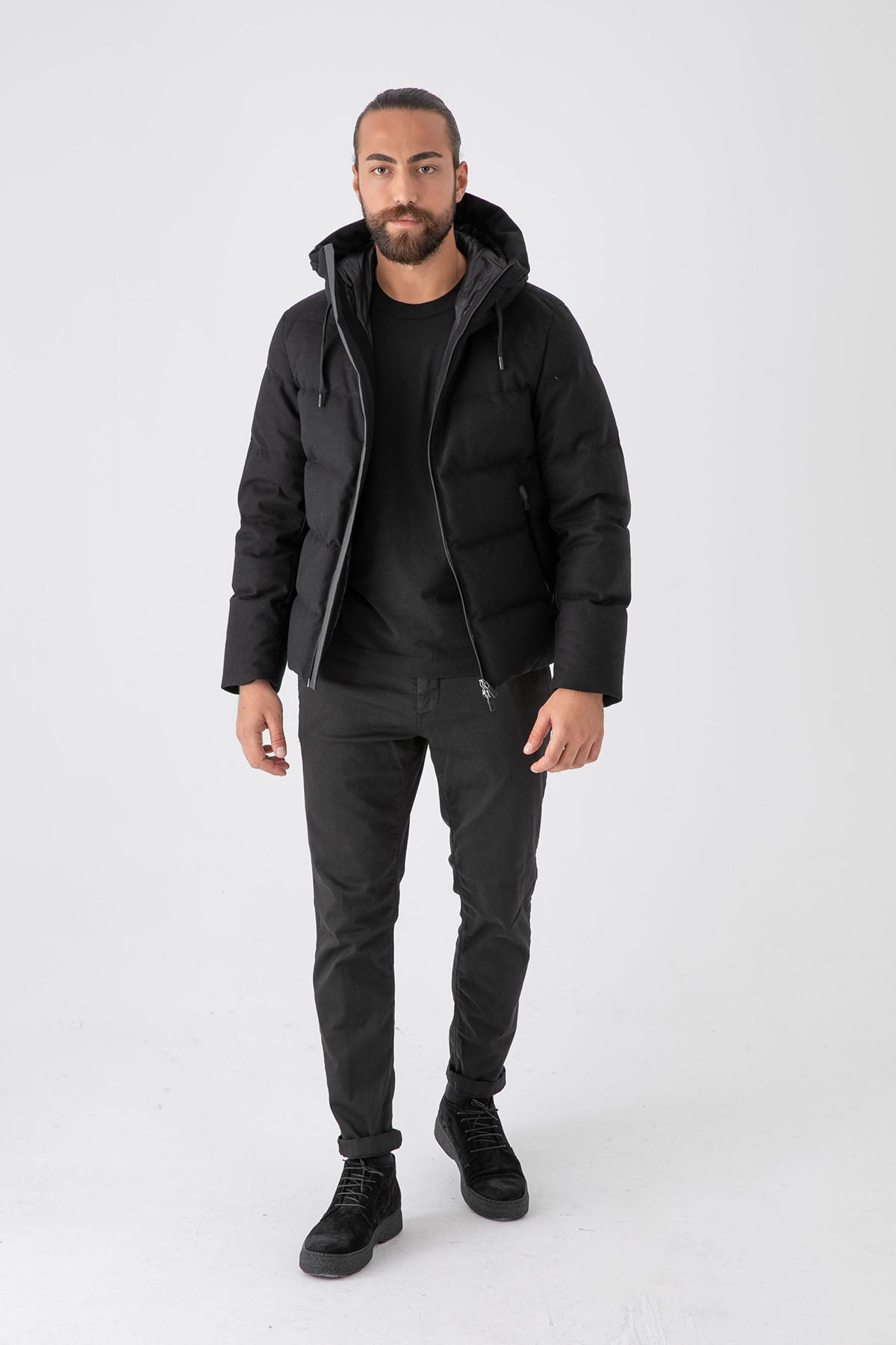 Herno Kapüşonlu Yün Puffer Mont-Libas Trendy Fashion Store