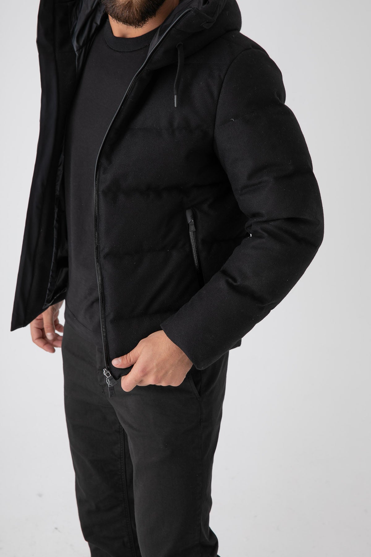 Herno Kapüşonlu Yün Puffer Mont-Libas Trendy Fashion Store