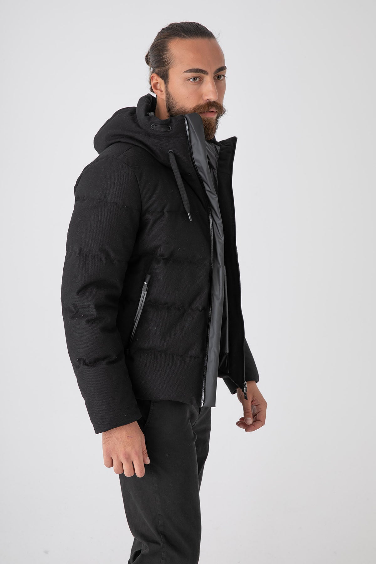 Herno Kapüşonlu Yün Puffer Mont-Libas Trendy Fashion Store