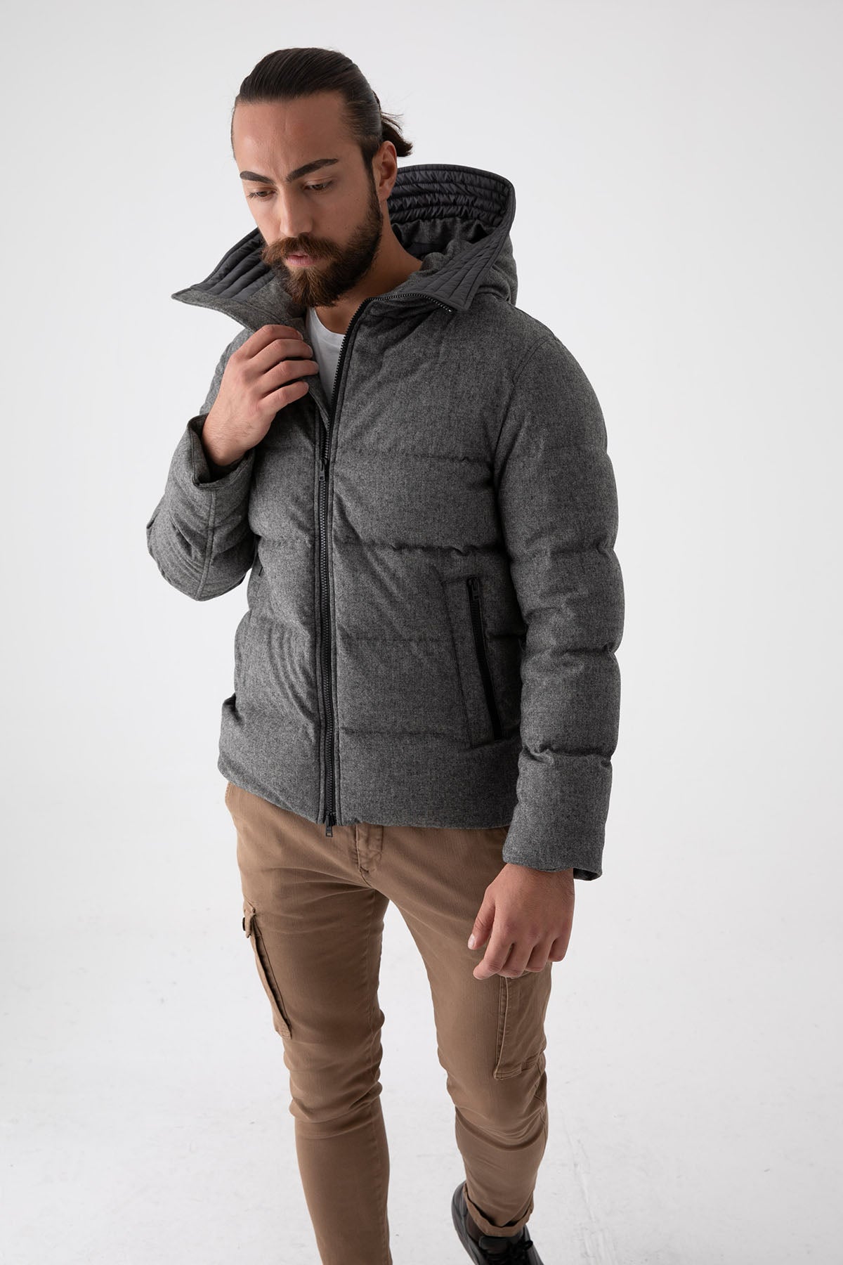 Herno Kapüşonlu Yün Puffer Mont-Libas Trendy Fashion Store