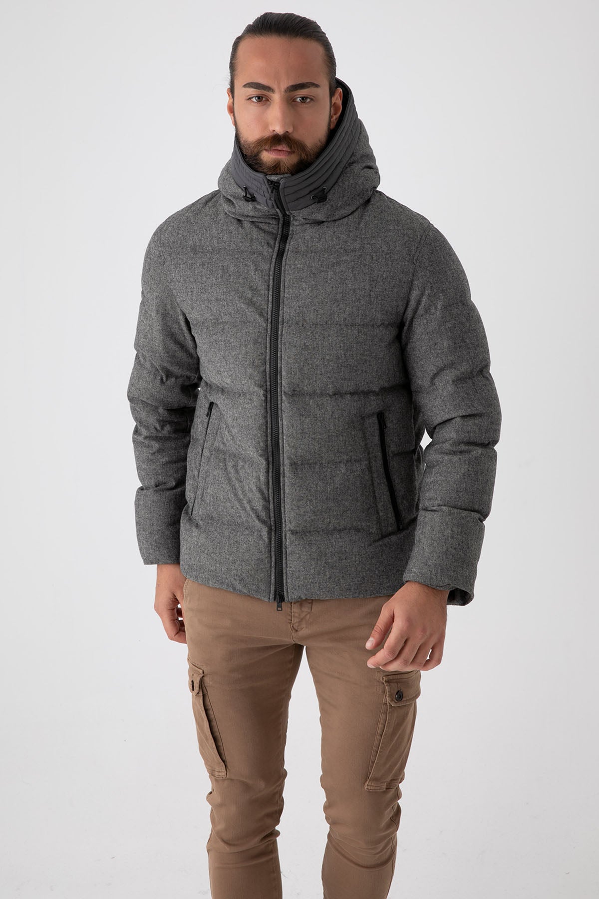 Herno Kapüşonlu Yün Puffer Mont-Libas Trendy Fashion Store