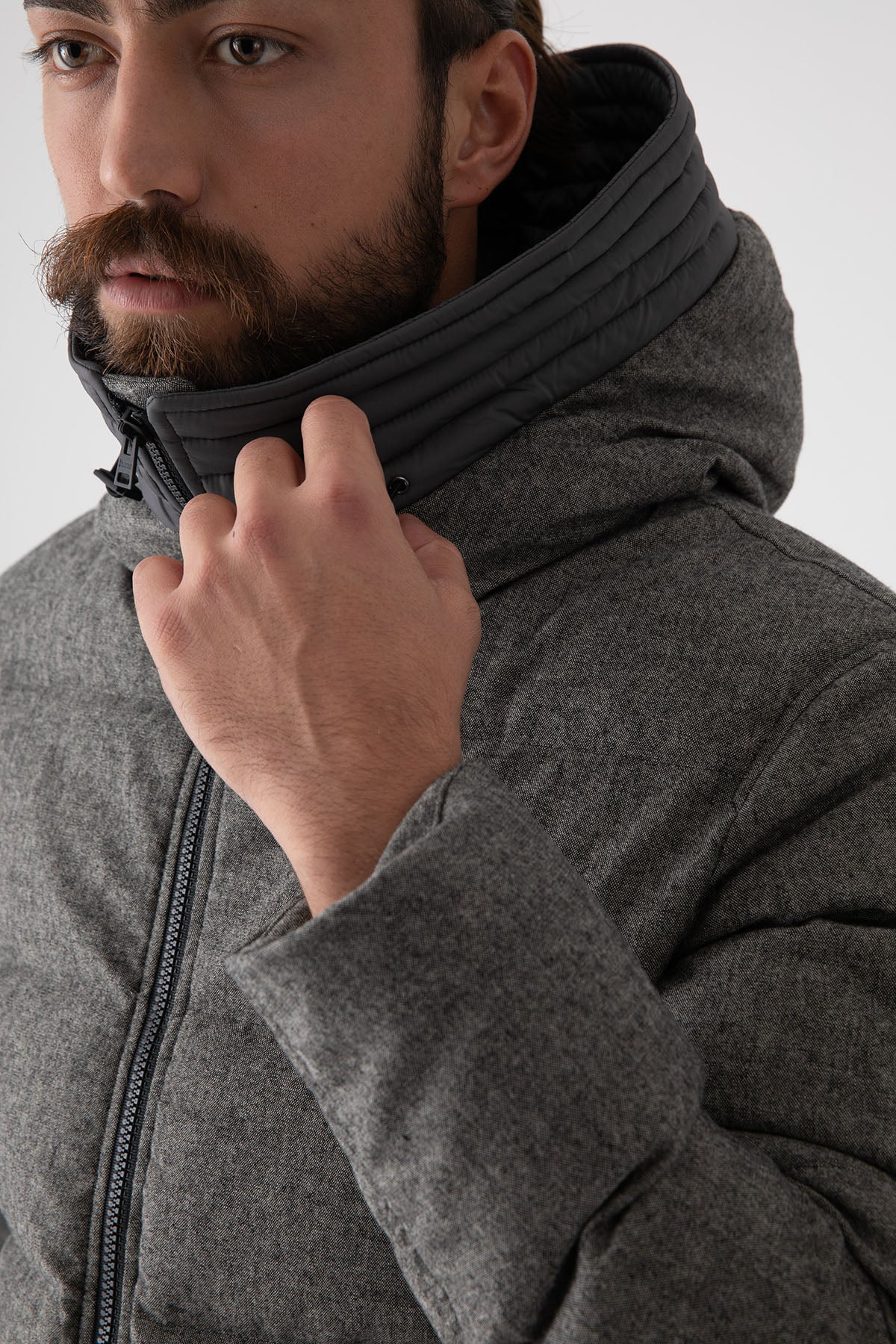 Herno Kapüşonlu Yün Puffer Mont-Libas Trendy Fashion Store