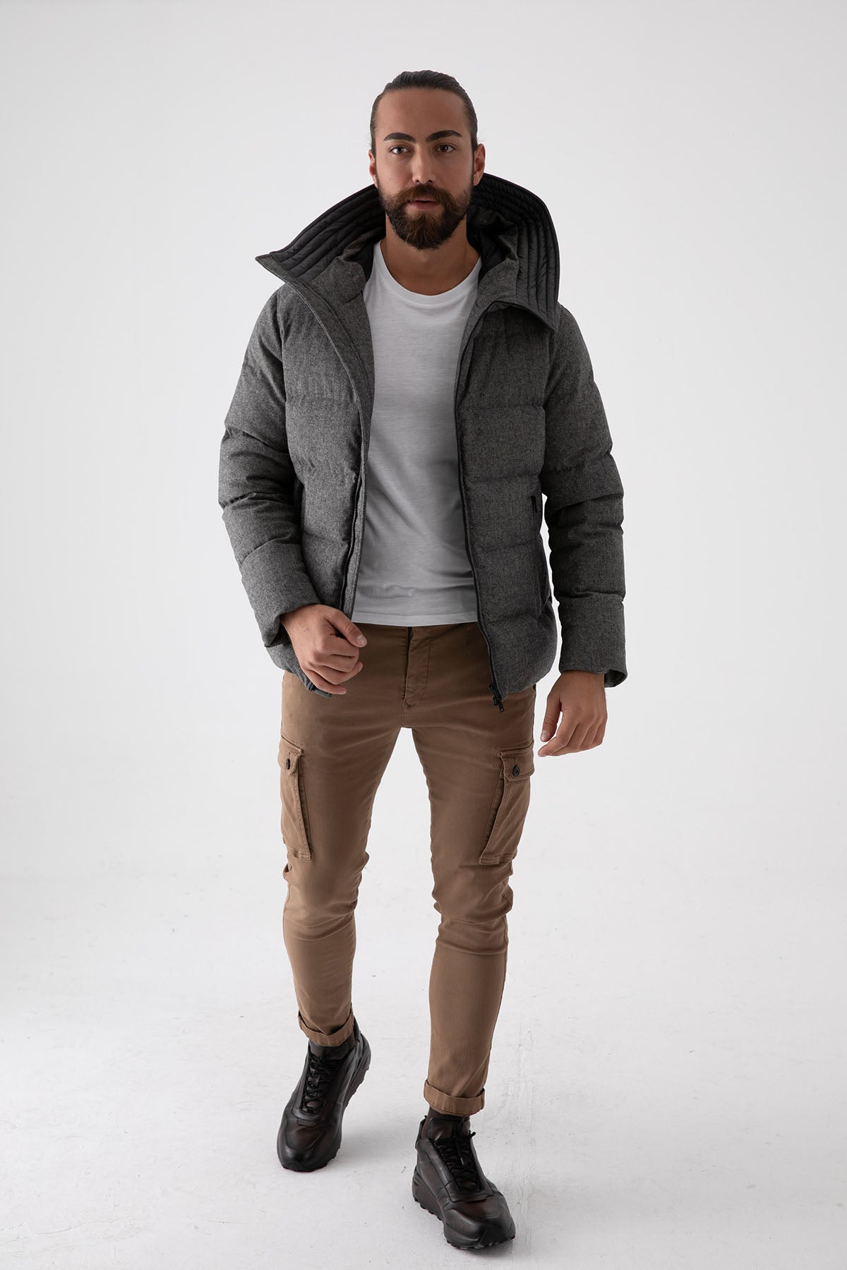 Herno Kapüşonlu Yün Puffer Mont-Libas Trendy Fashion Store