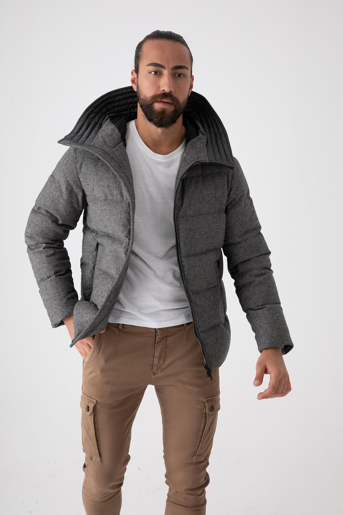 Herno Kapüşonlu Yün Puffer Mont-Libas Trendy Fashion Store