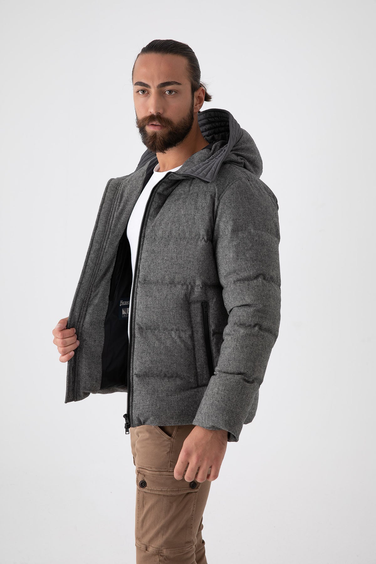 Herno Kapüşonlu Yün Puffer Mont-Libas Trendy Fashion Store