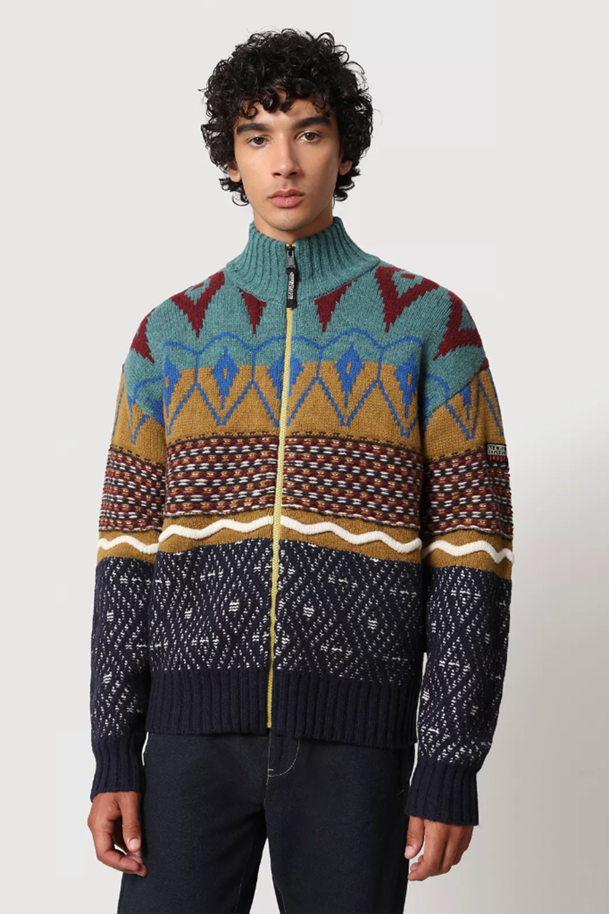 Napapijri Desenli Yün Triko Ceket-Libas Trendy Fashion Store