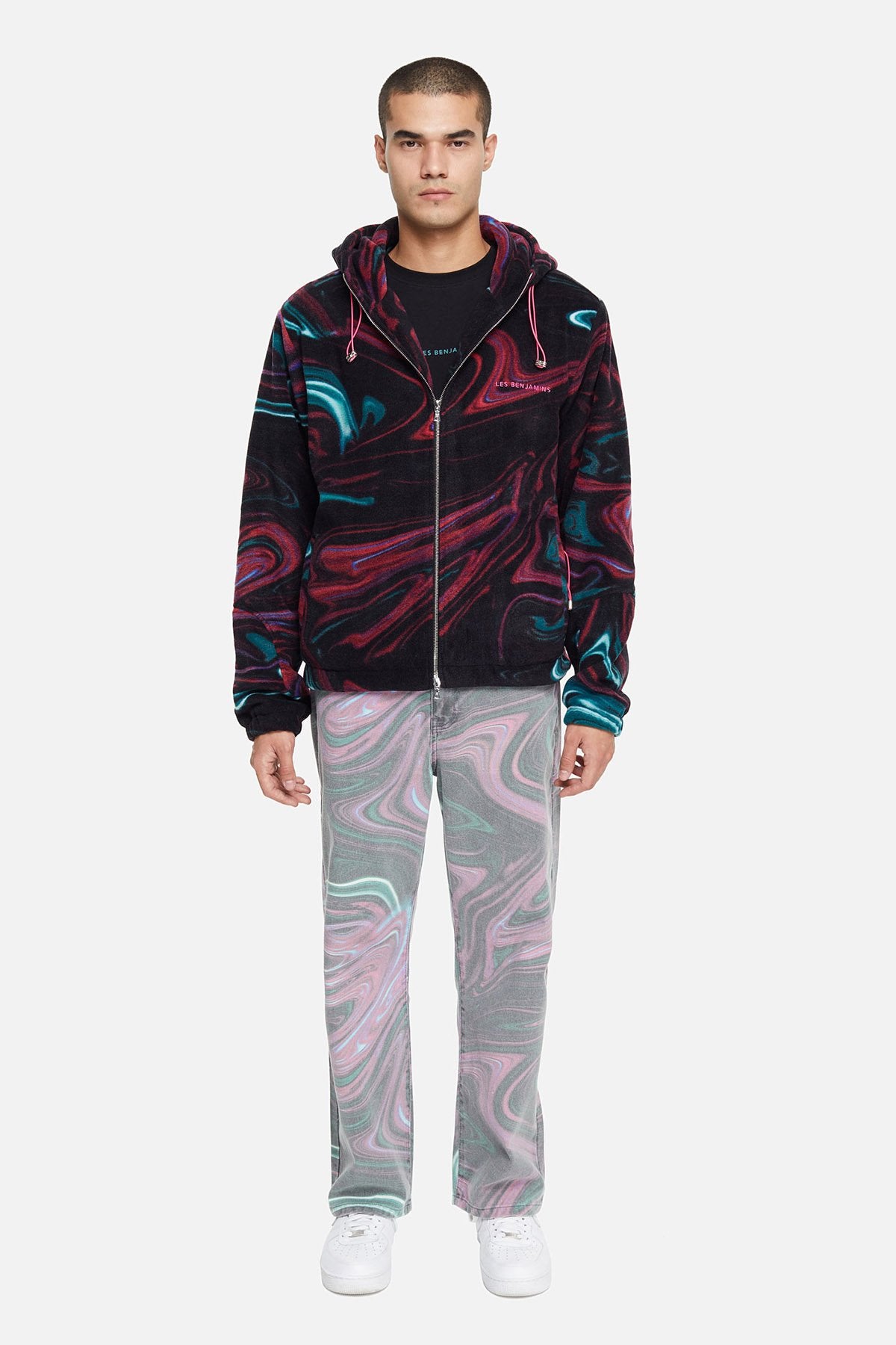 Les Benjamins Fermuarlı Kapüşonlu Polar Sweatshirt-Libas Trendy Fashion Store