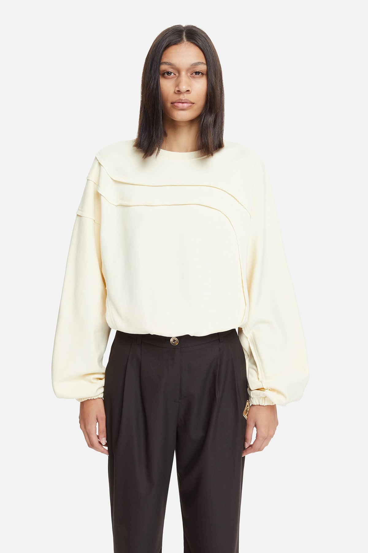 Les Benjamins Büzgülü Geniş Kesim Oversize Sweatshirt-Libas Trendy Fashion Store